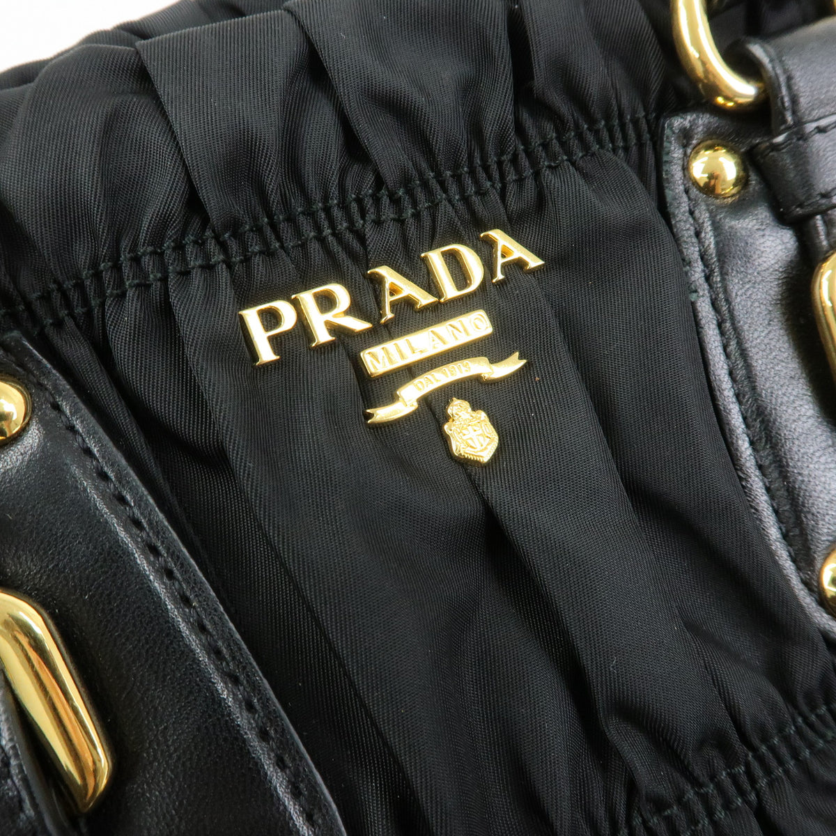 PRADA Nylon Leather TESSUTO GAUFRE 2WAY Tote Shoulder Bag Black BN1792