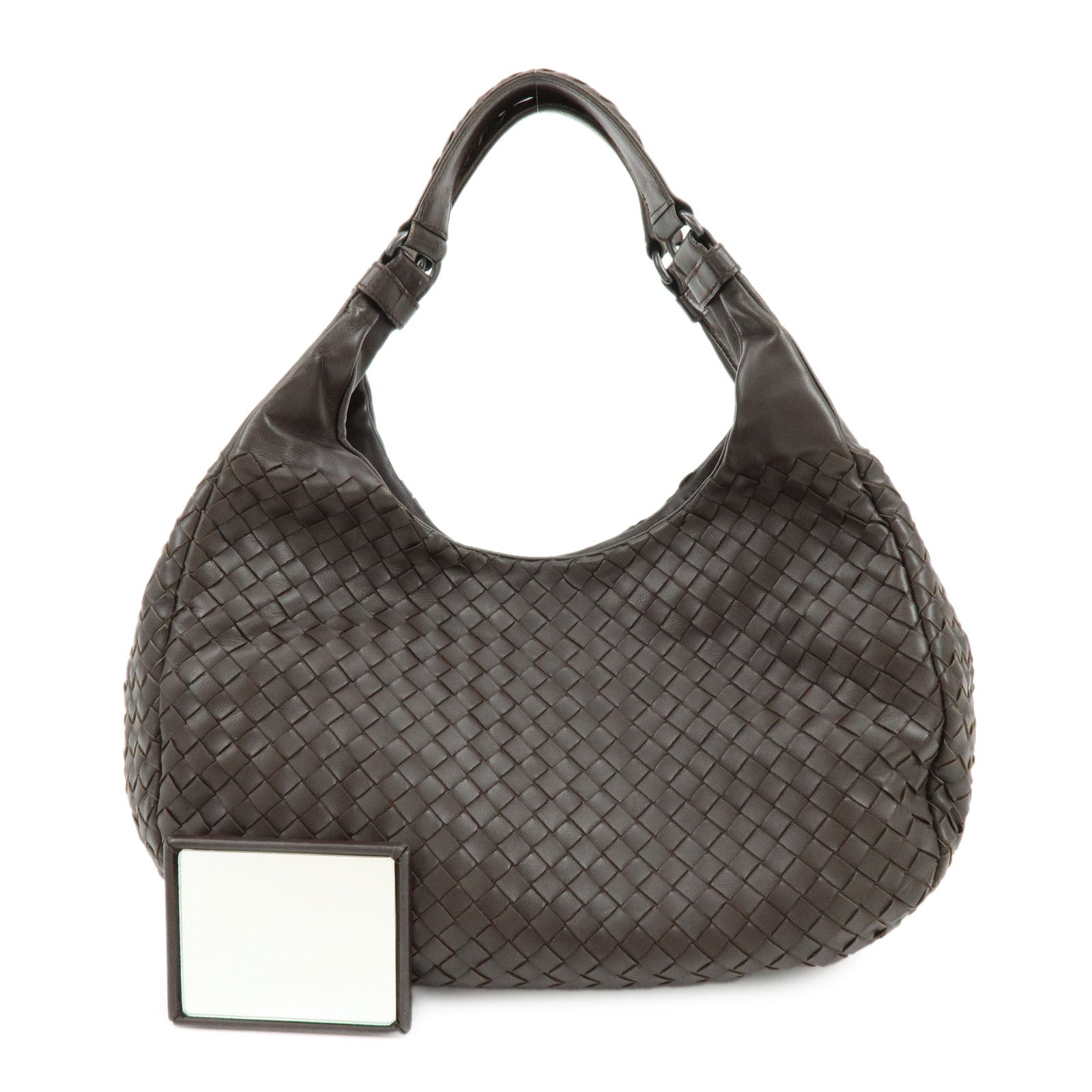 BOTTEGA VENETA Intrecciato Campana Shoulder Bag Hand Bag Brown 125787