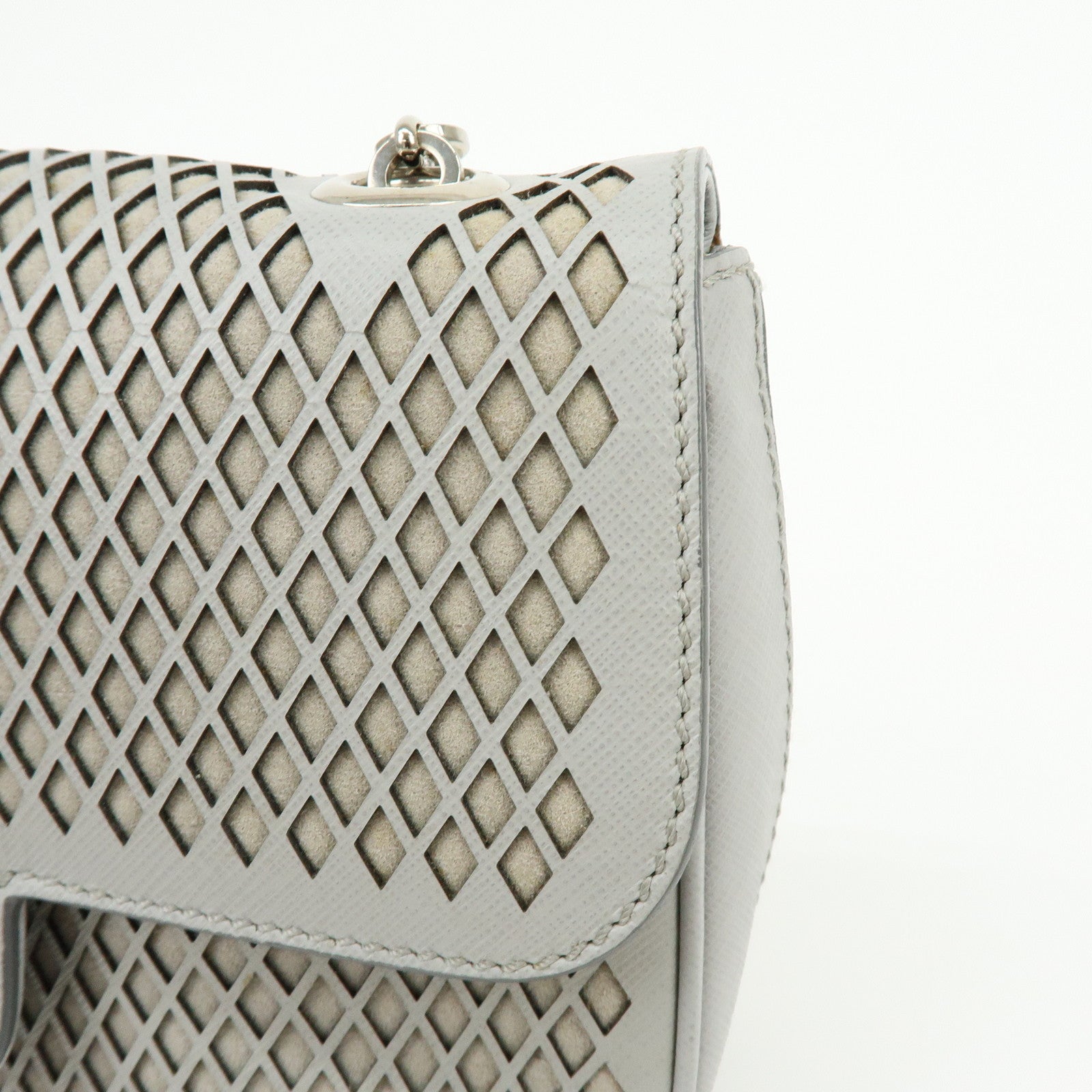 Ferragamo Gancini Leather Shoulder Bag Hand Bag Gray