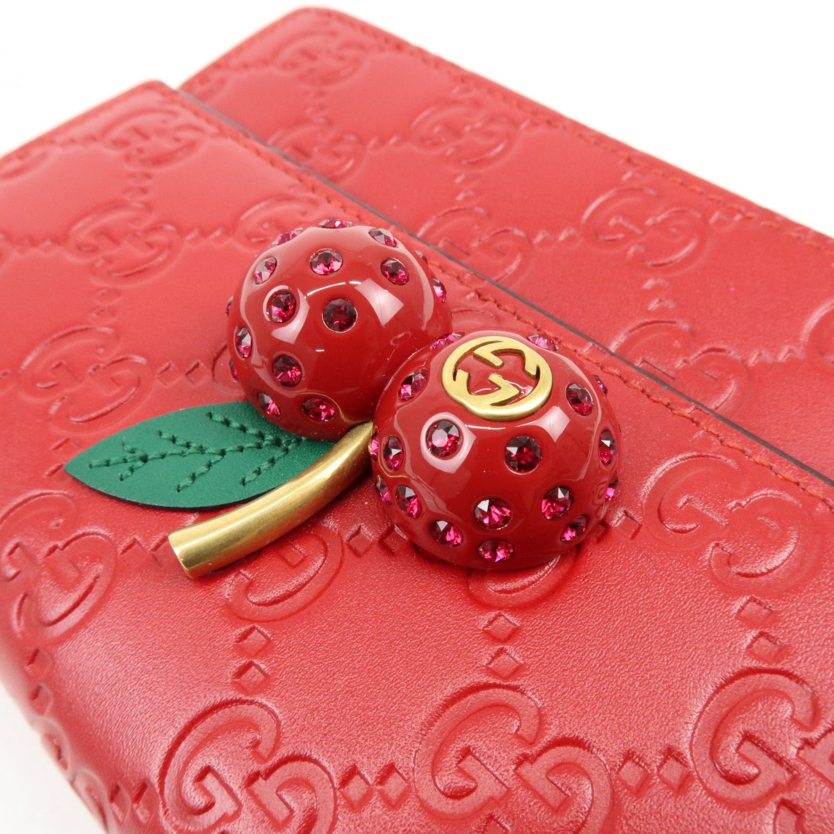 GUCCI Interlocking G Guccissima Chain Shoulder Bag Cherry 481291