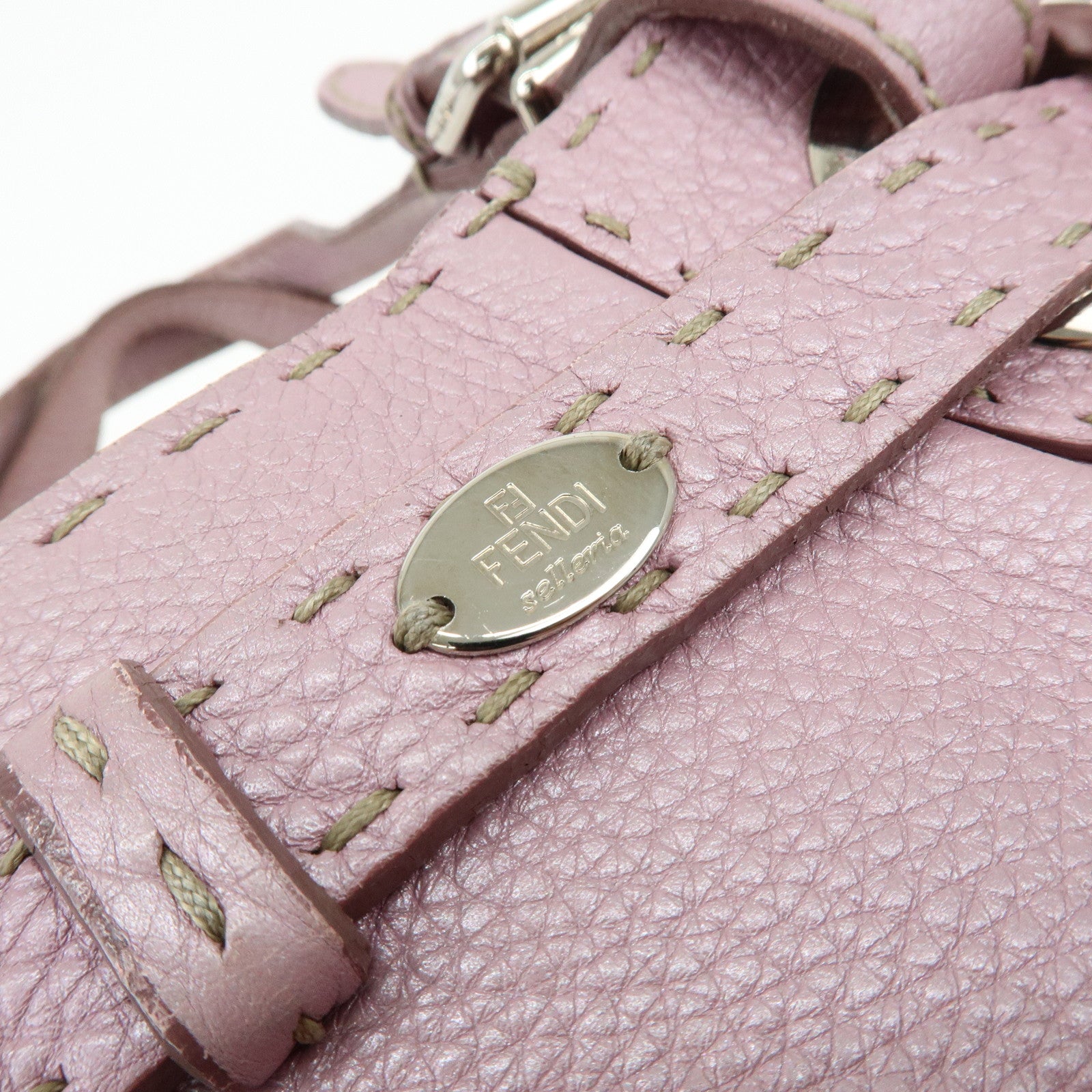 FENDI Selleria Leather Shoulder Bag Hand Bag Purple 8BR595