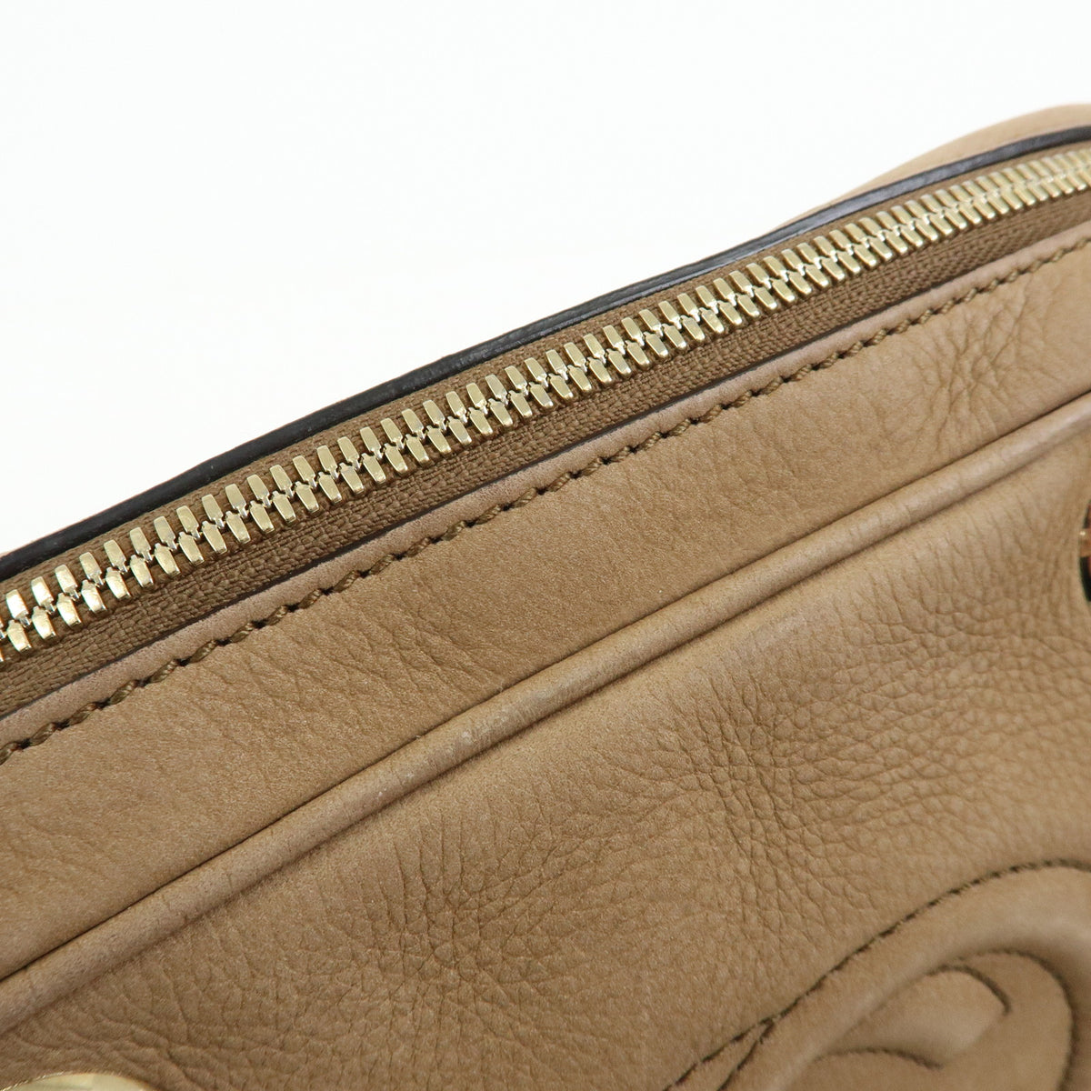 GUCCI SOHO Interlocking G Leather Chain Shoulder Bag Biege 308983
