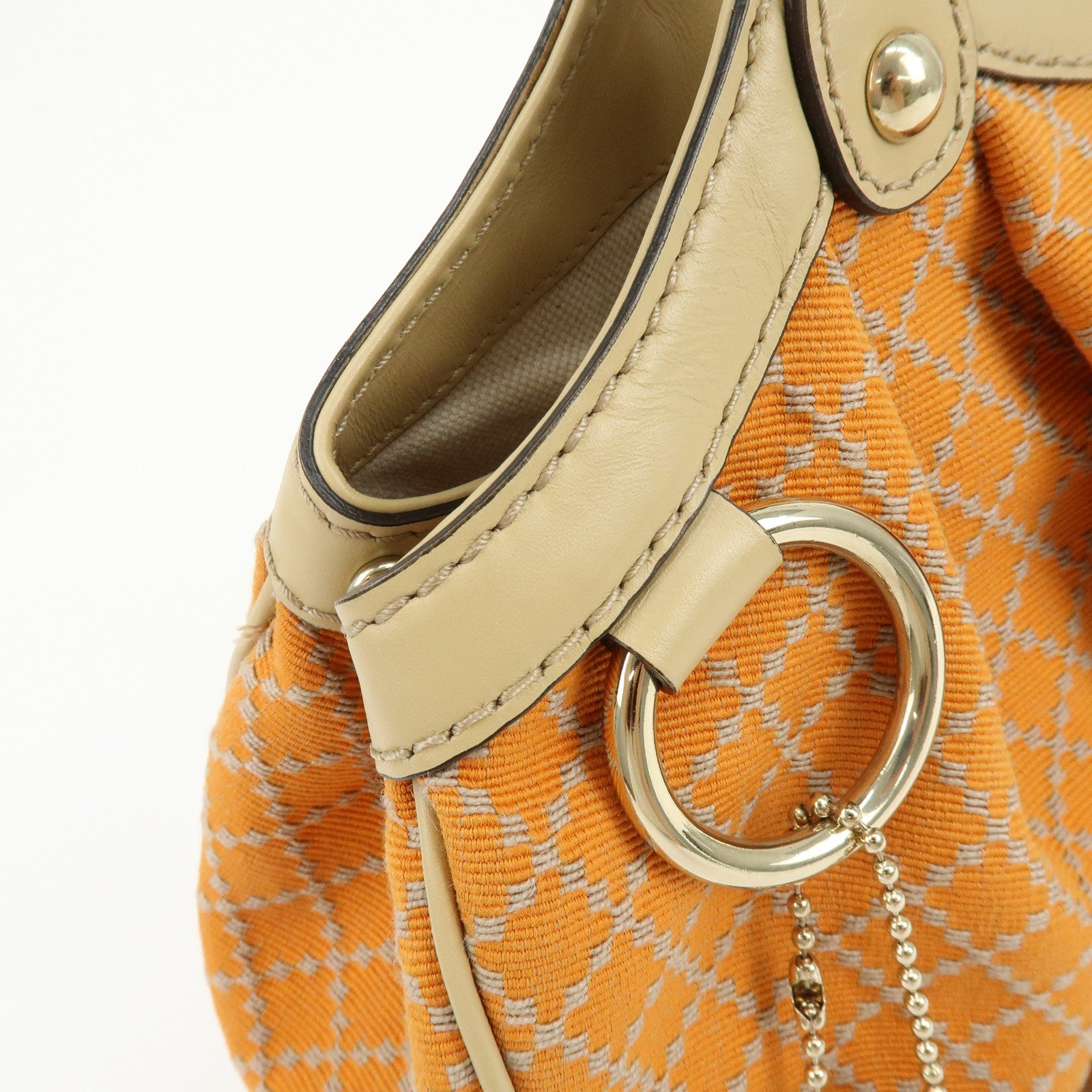 GUCCI Sukey Interlocking G Diamante Canvas Leather Hand Bag 211944