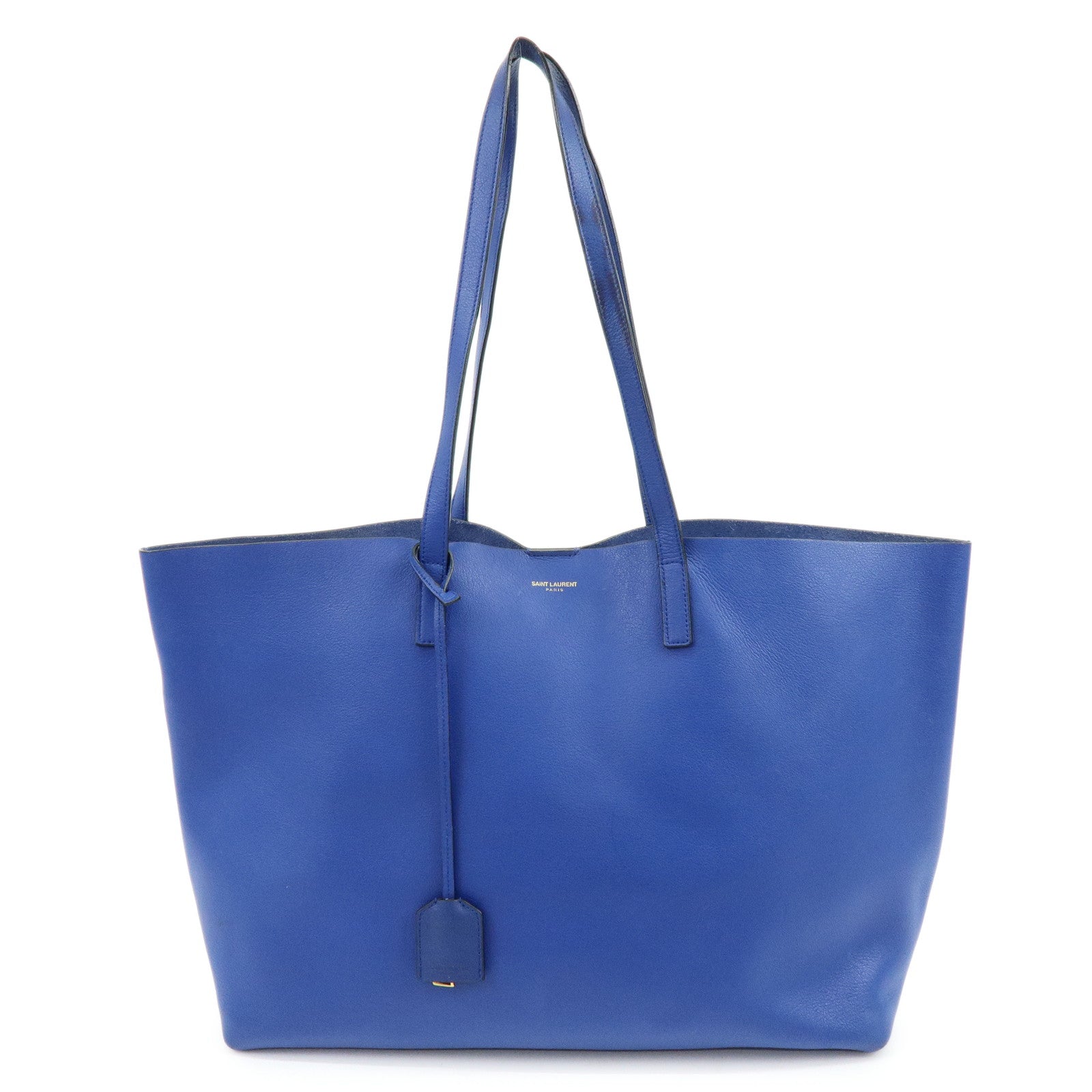 SAINT LAURENT PARIS Cassandra Leather Sac Shopping Bag Blue 394195