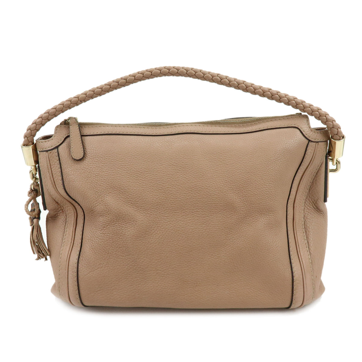 GUCCI Bamboo Leather Shoulder Bag Hand Bag Tassel Charm Pink 269949