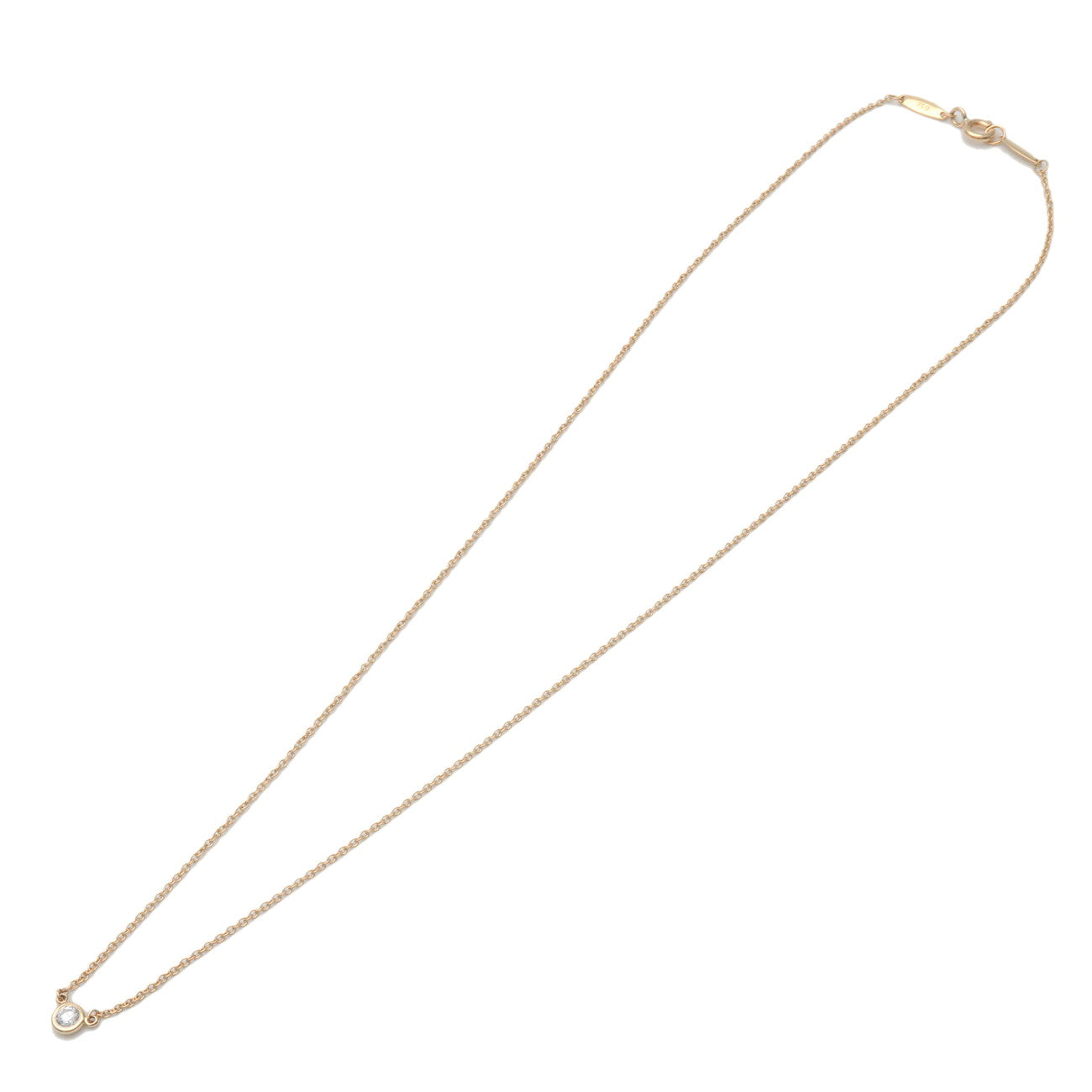 Tiffany & Co By The Yard 1P Diamond Necklace K18 750YG Yellow Gold