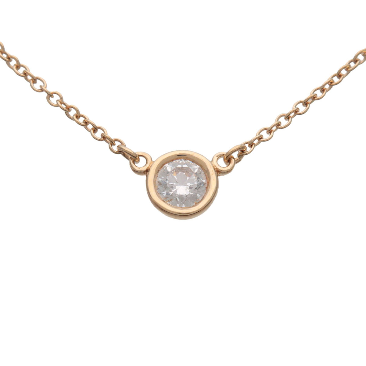 Tiffany & Co By The Yard 1P Diamond Necklace 0.19ct K18YG Yellow Gold