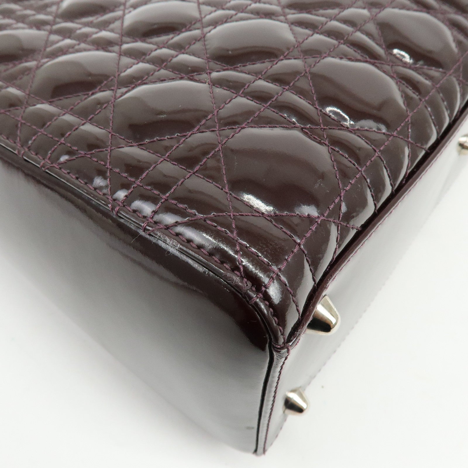Christian Dior Lady Dior Cannage 2Way Bag Hand Bag Shoulder Bag Purple