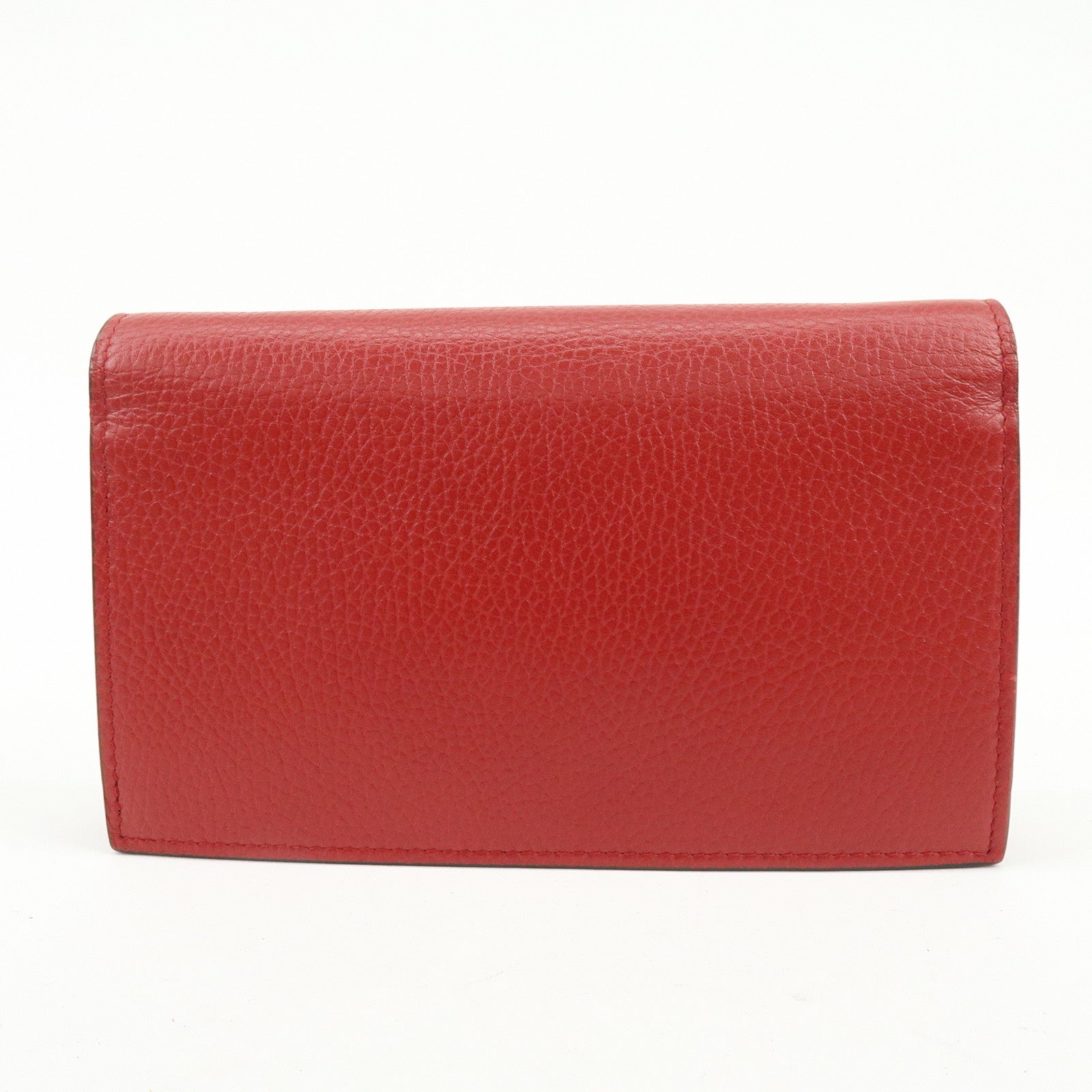 GUCCI Interlocking G Leather Chain Wallet Shoulder Bag Red 510314