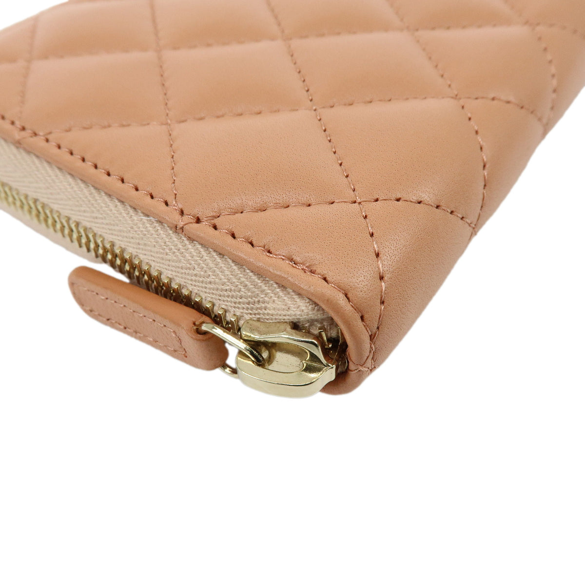 CHANEL Matelasse COCO Mark Lamb Skin Round Zippy Wallet Pink A82281