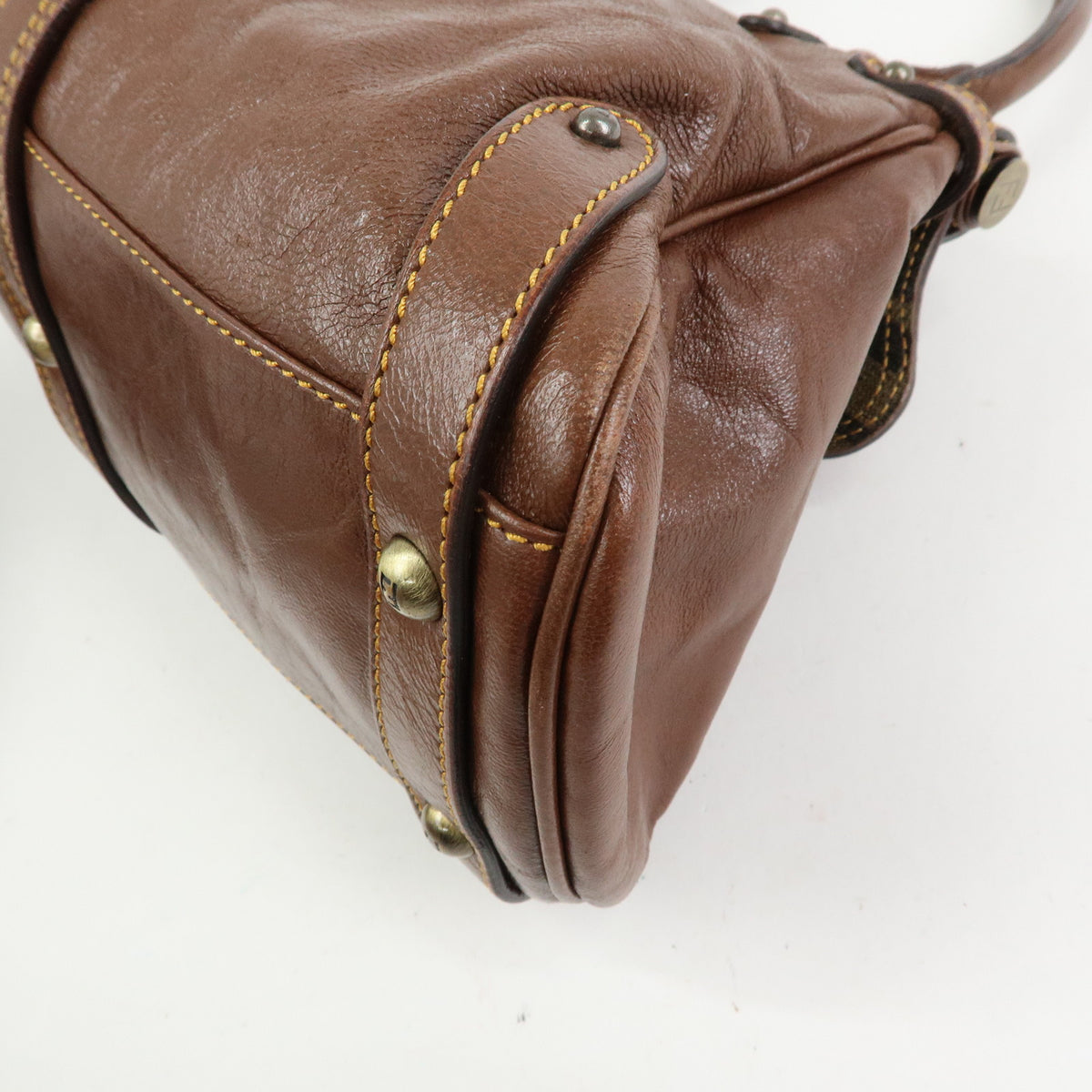 FENDI Zucca Leather Borsa Magic Hand Bag Brown 8BN143