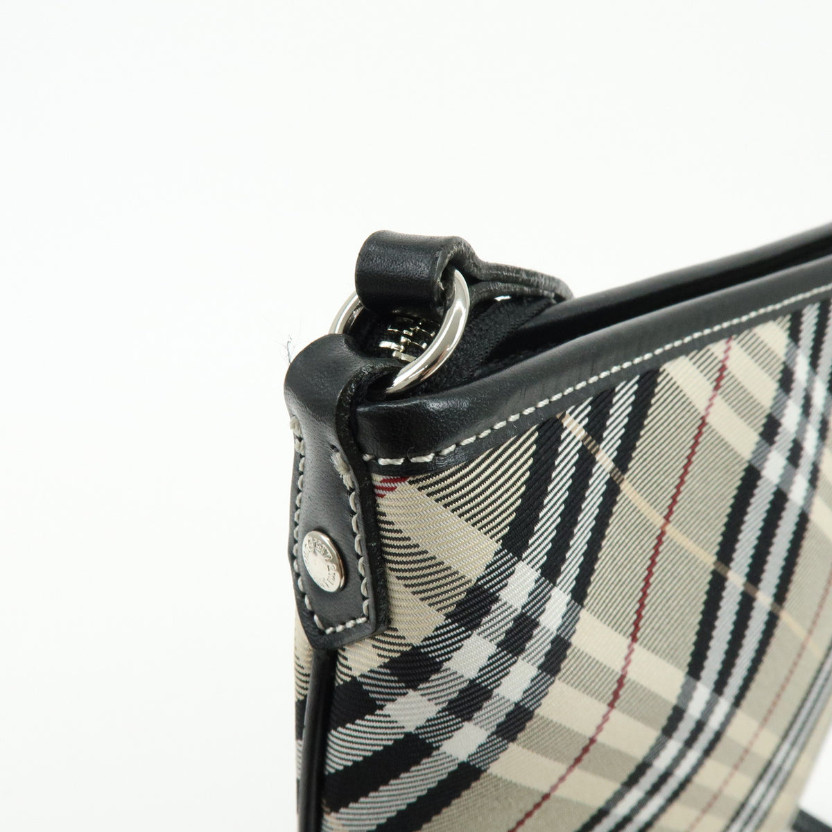 BURBERRY Blue Label Nova Plaid Canvas Leather Shoulder Bag Beige Black