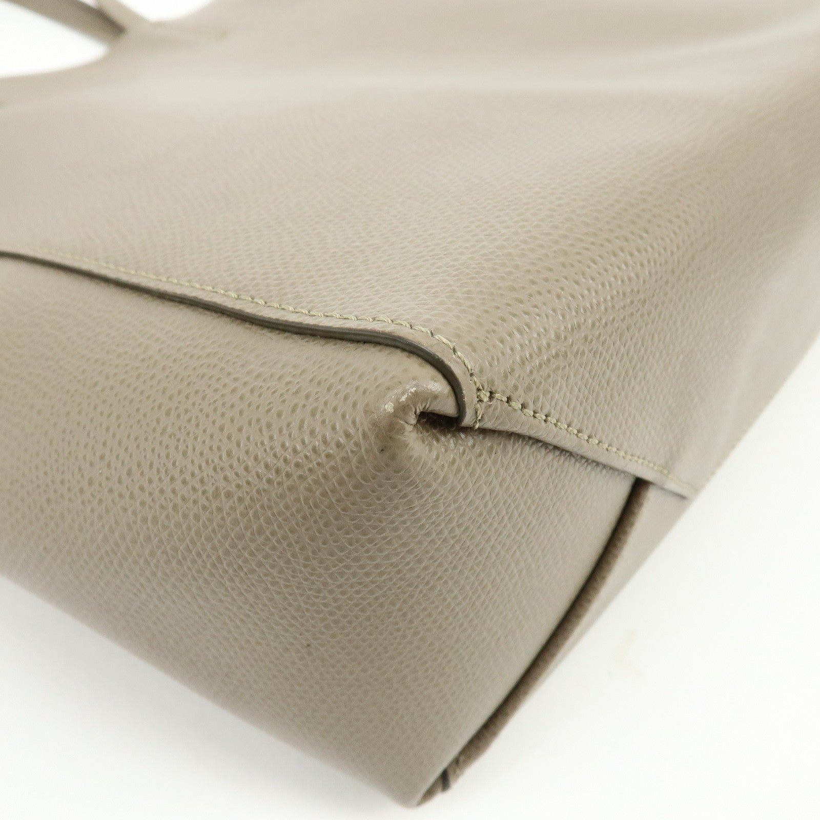 CELINE Vertical Cabas Leather 2Way Hand Bag Shouder Bag Greige