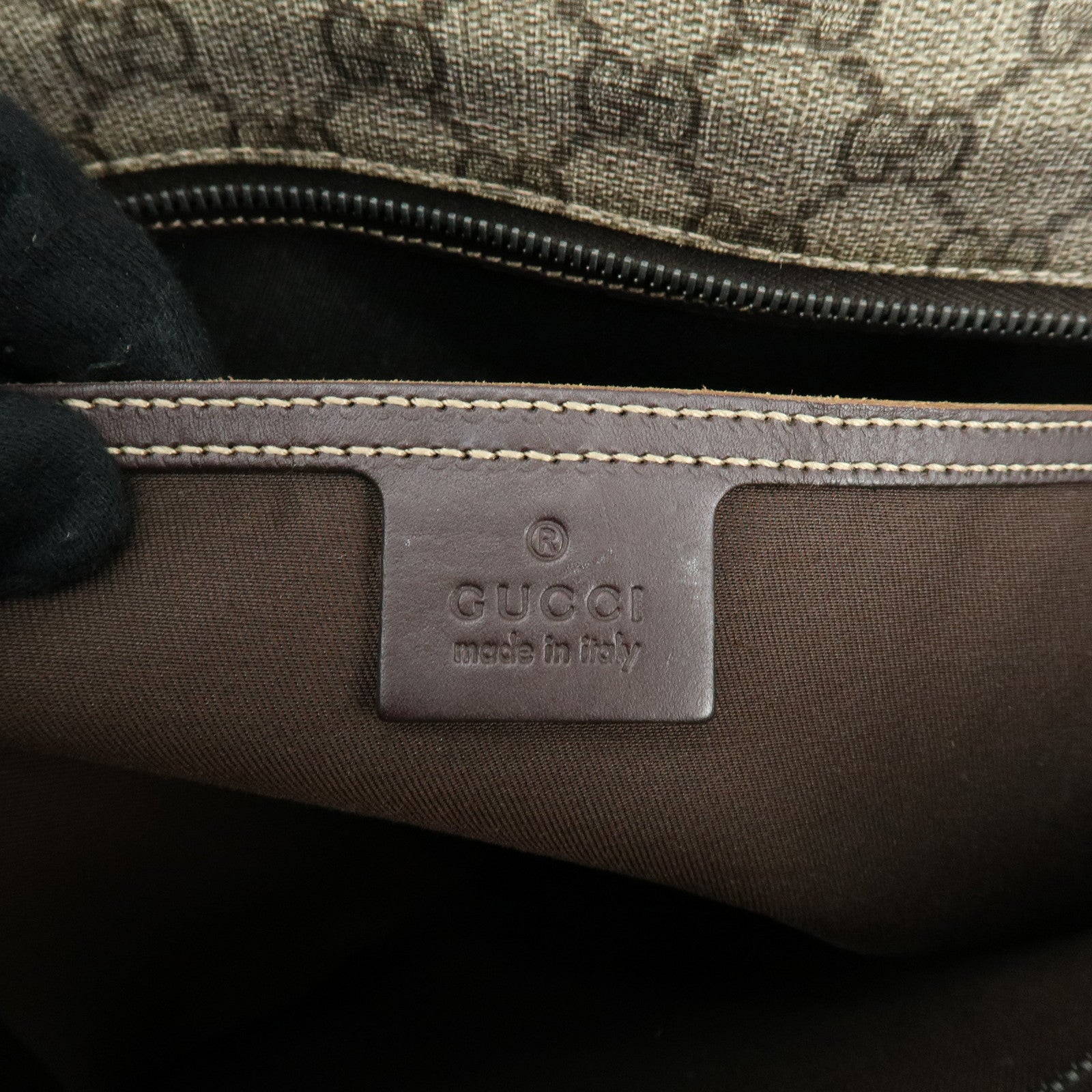 GUCCI GG Supreme Leather Tote Bag Shoulder Bag Hand Bag Beige