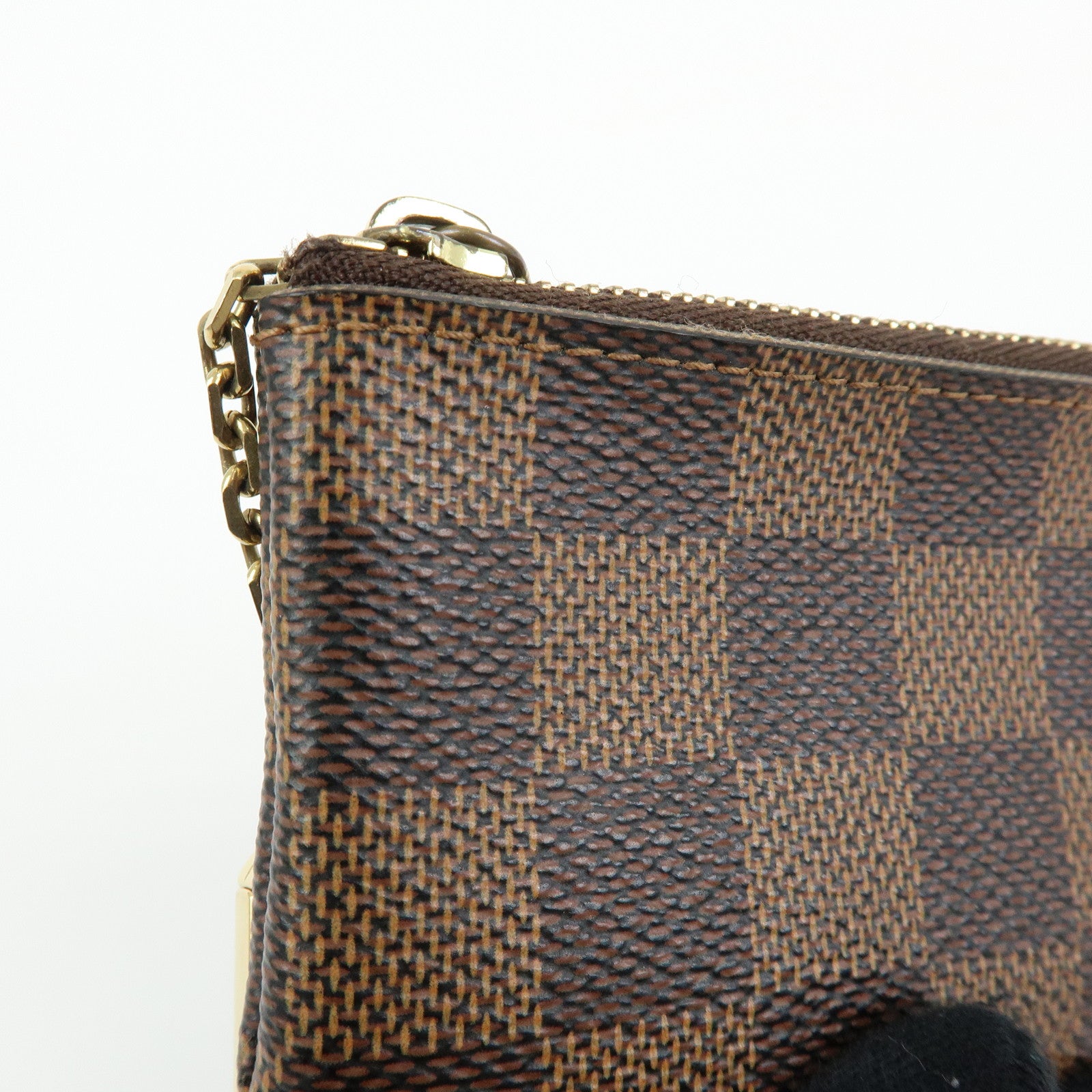 Louis Vuitton Damier Canvas Pochette Cles Coin Case Brown Ebene N62658
