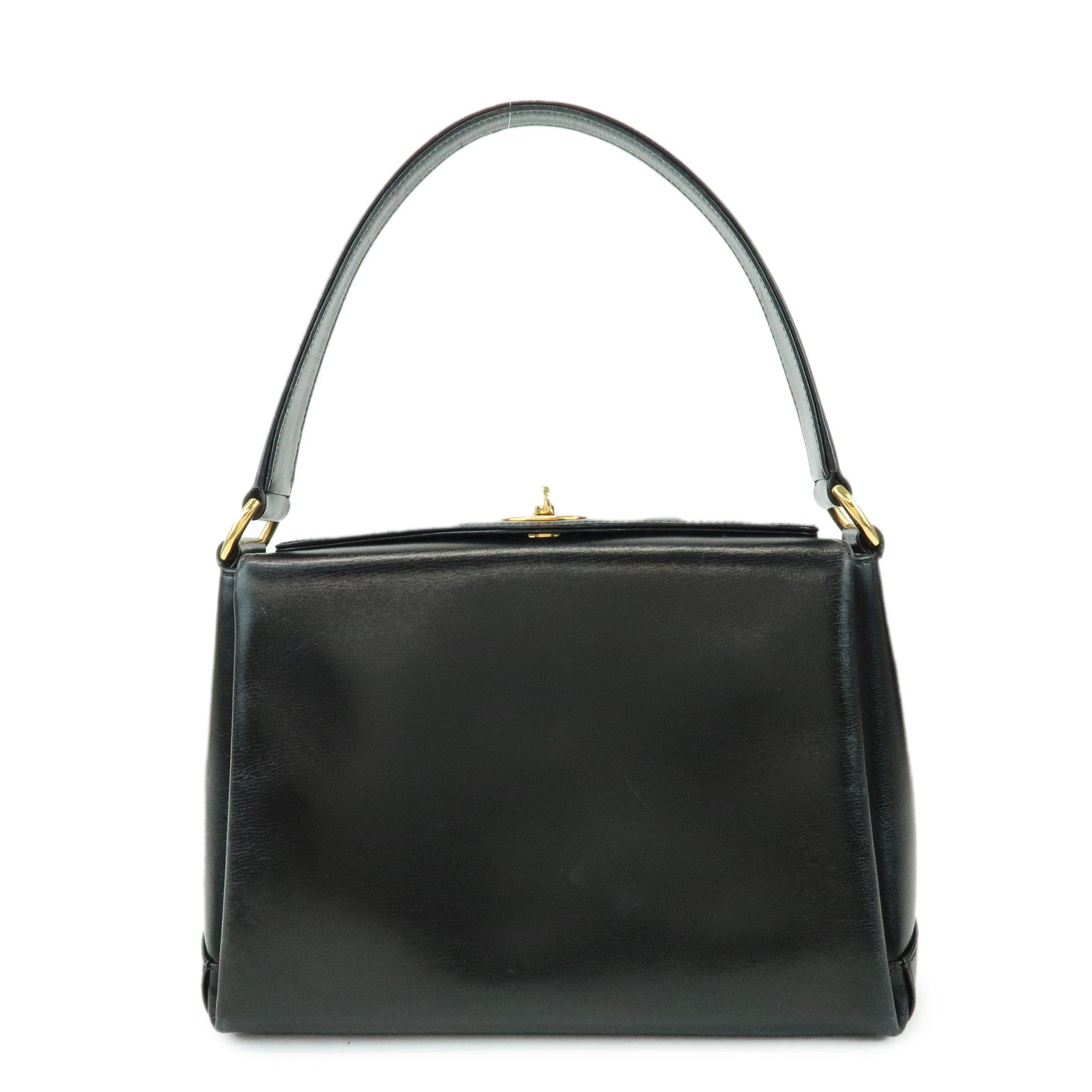 GUCCI Old Gucci Leather Hand Bag Top Handle Bag Black 000・26・0025