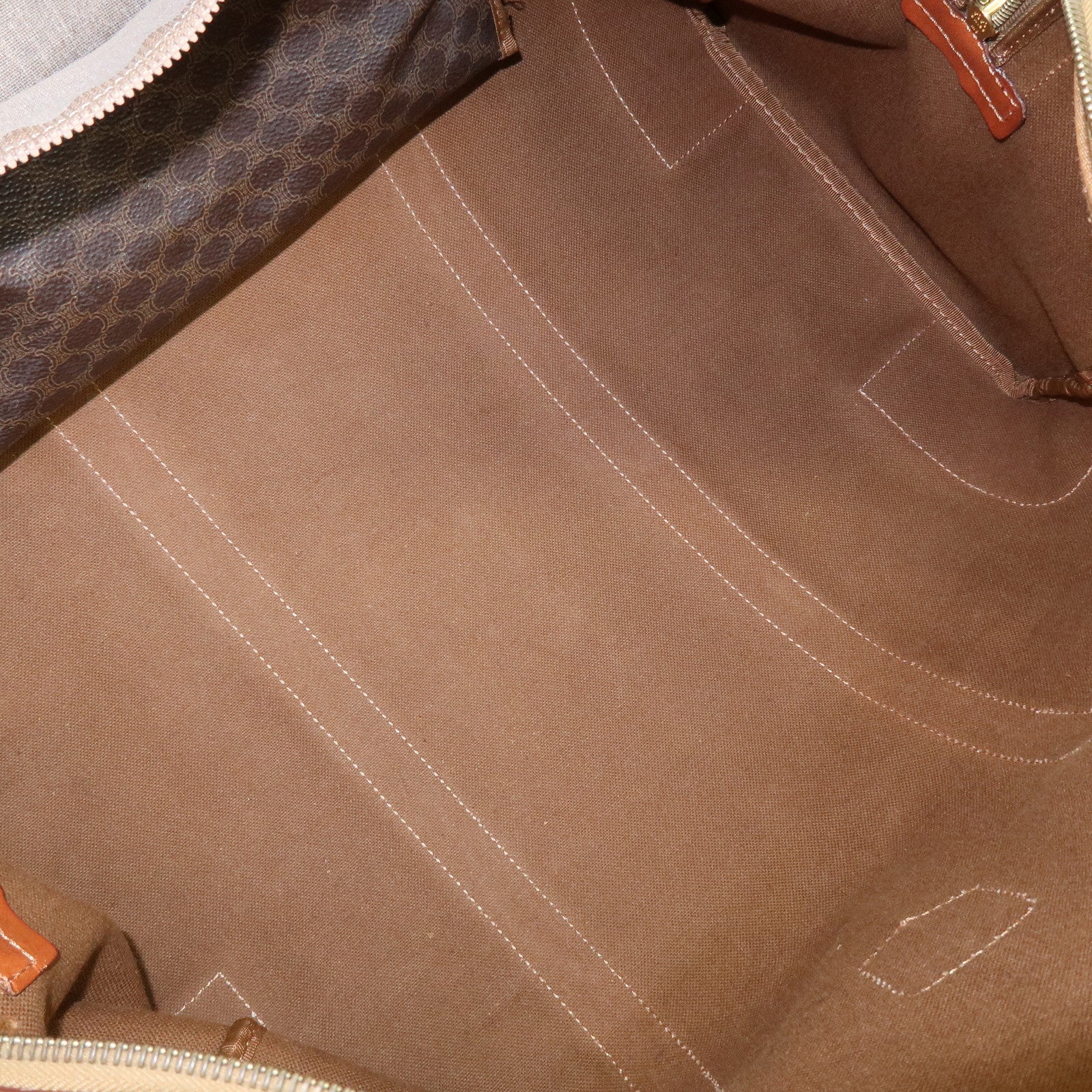 CELINE Macadam PVC Leather Boston Bag Hand Bag Brown