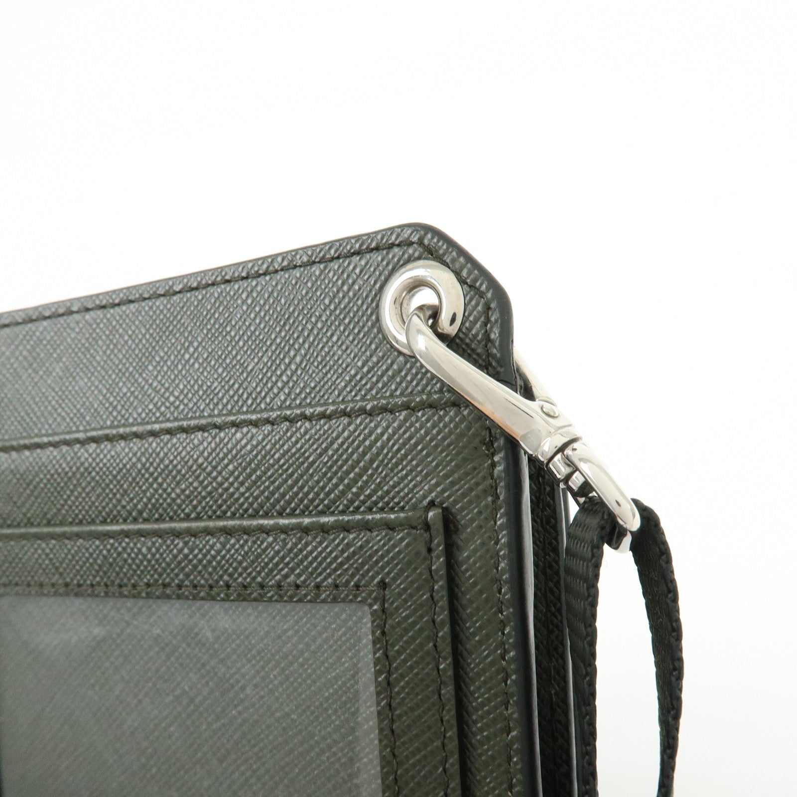 PRADA Triangle Logo Saffiano Leather Adjustable Shoulder Bag Khaki