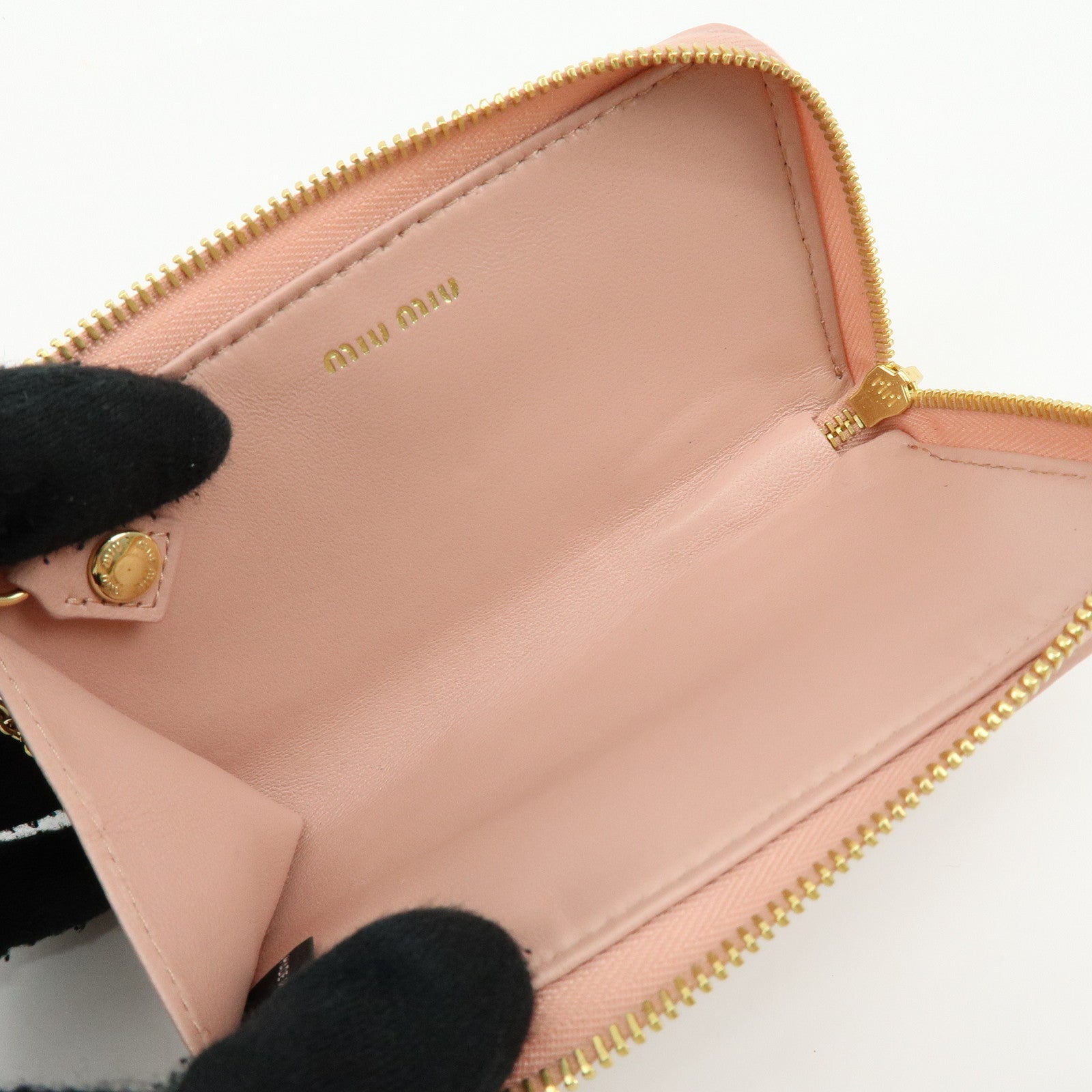 MIU MIU Matelasse Nappa Leather Coin Case Card Case Pink