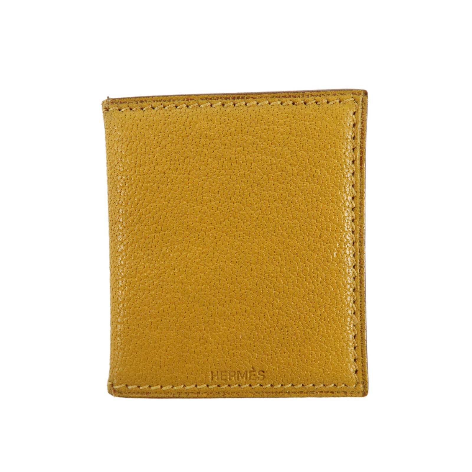 HERMES Leather Mini Photo Case Yellow □F Stamp 2002