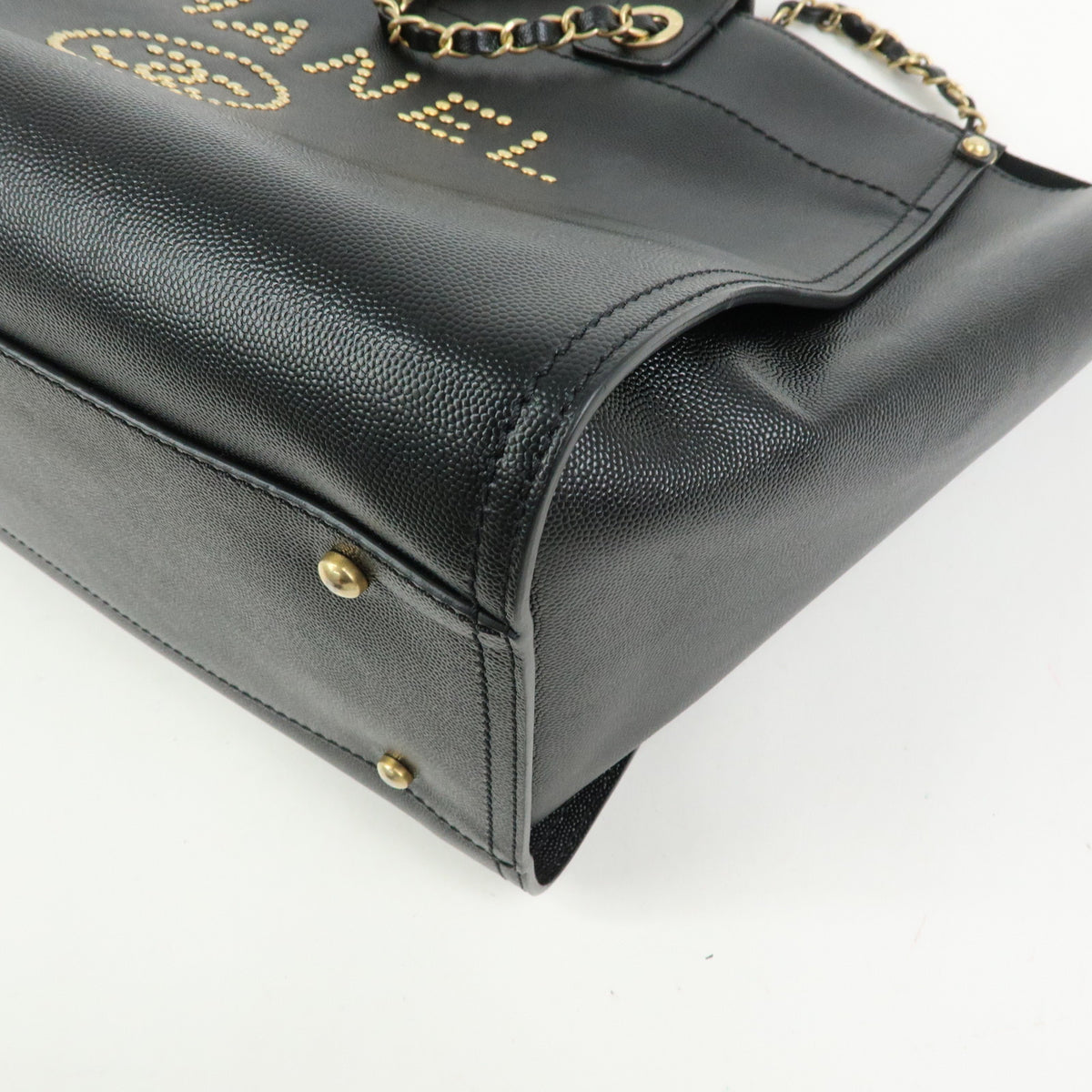 CHANEL Deauville GM Caviarskin 2Way Tote Bag Shoulder Bag Black A66941
