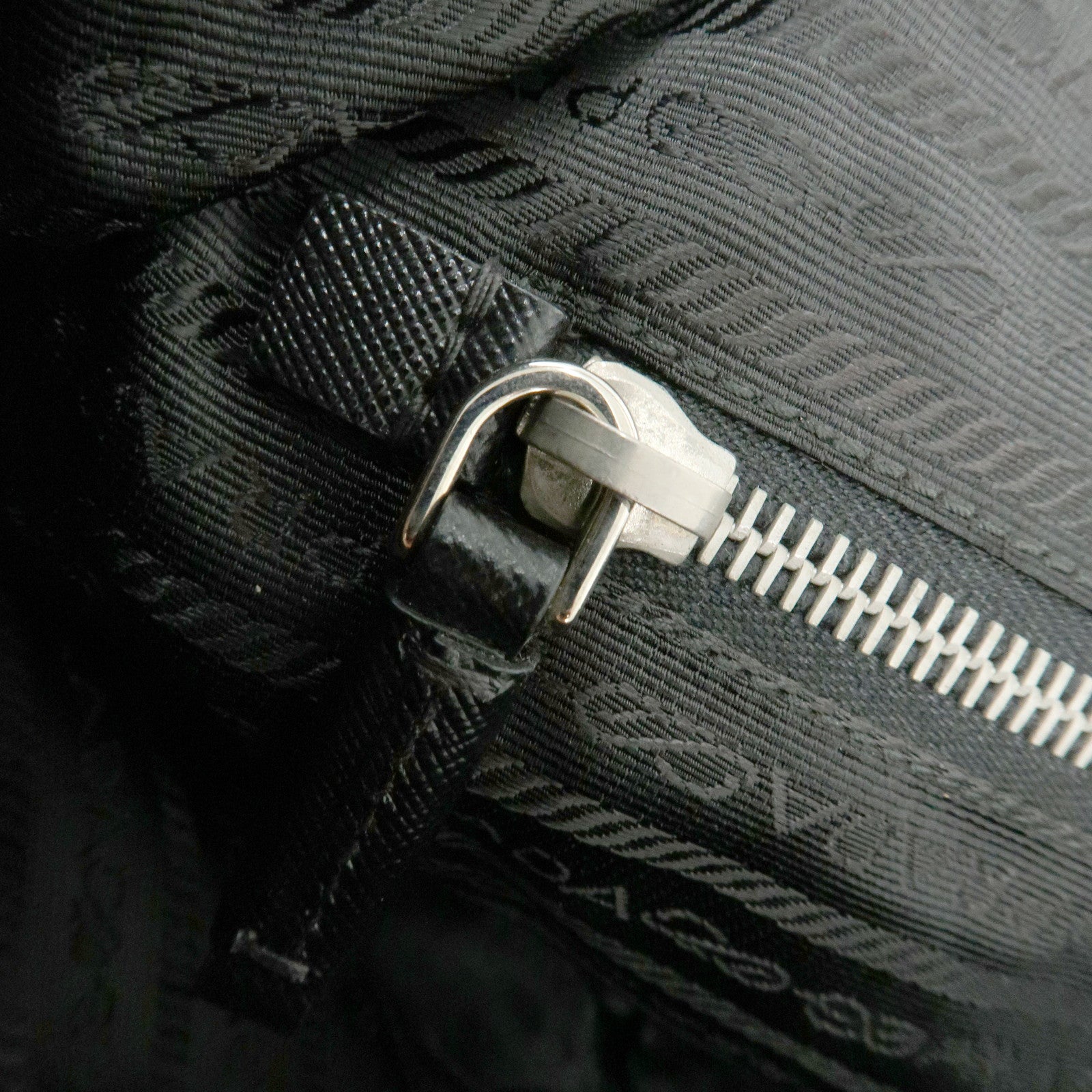 PRADA Triangle Logo Nylon Saffiano Leather Shoulder Bag Black BR3291