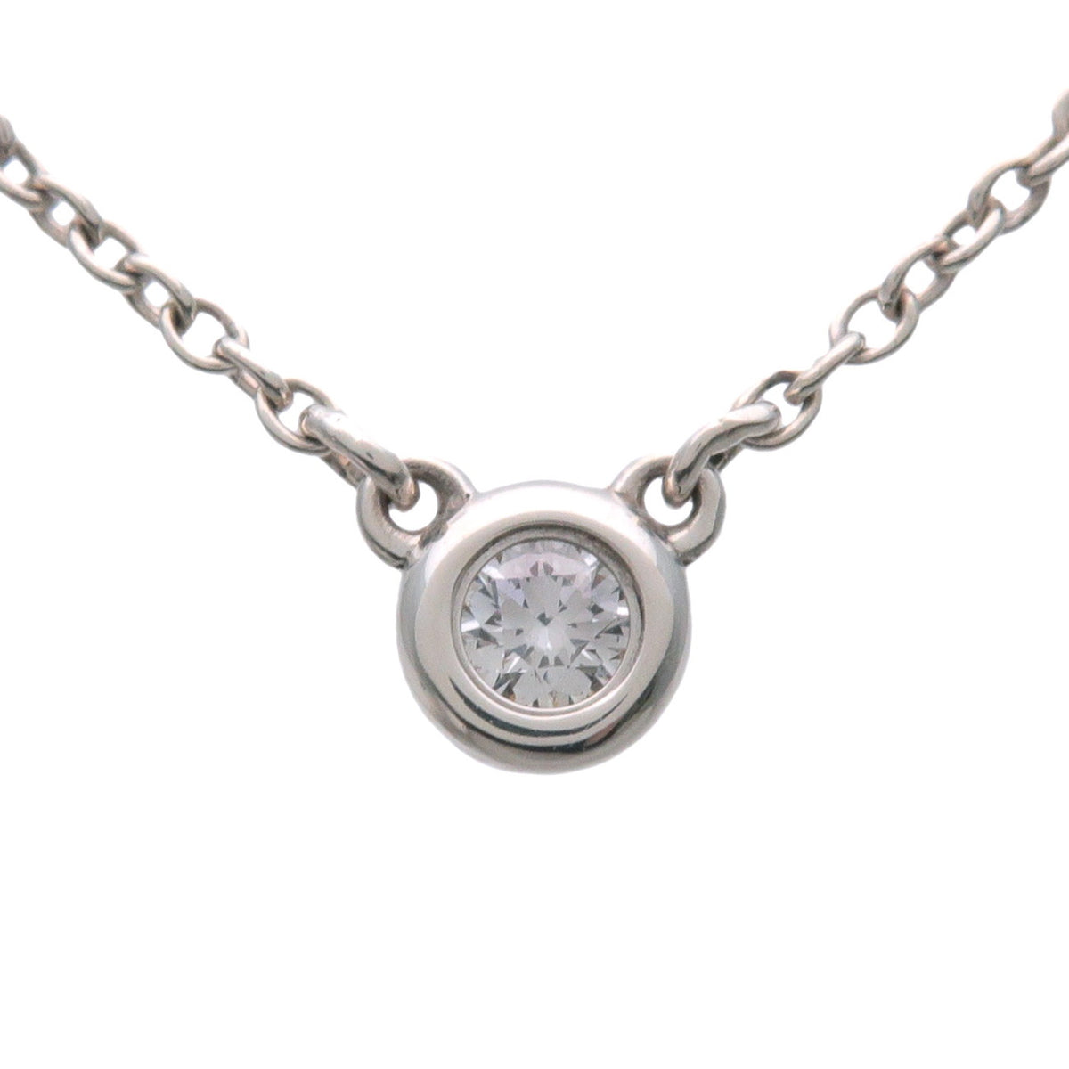 Tiffany & Co By The Yard 1P Diamond Necklace SV925 Silver