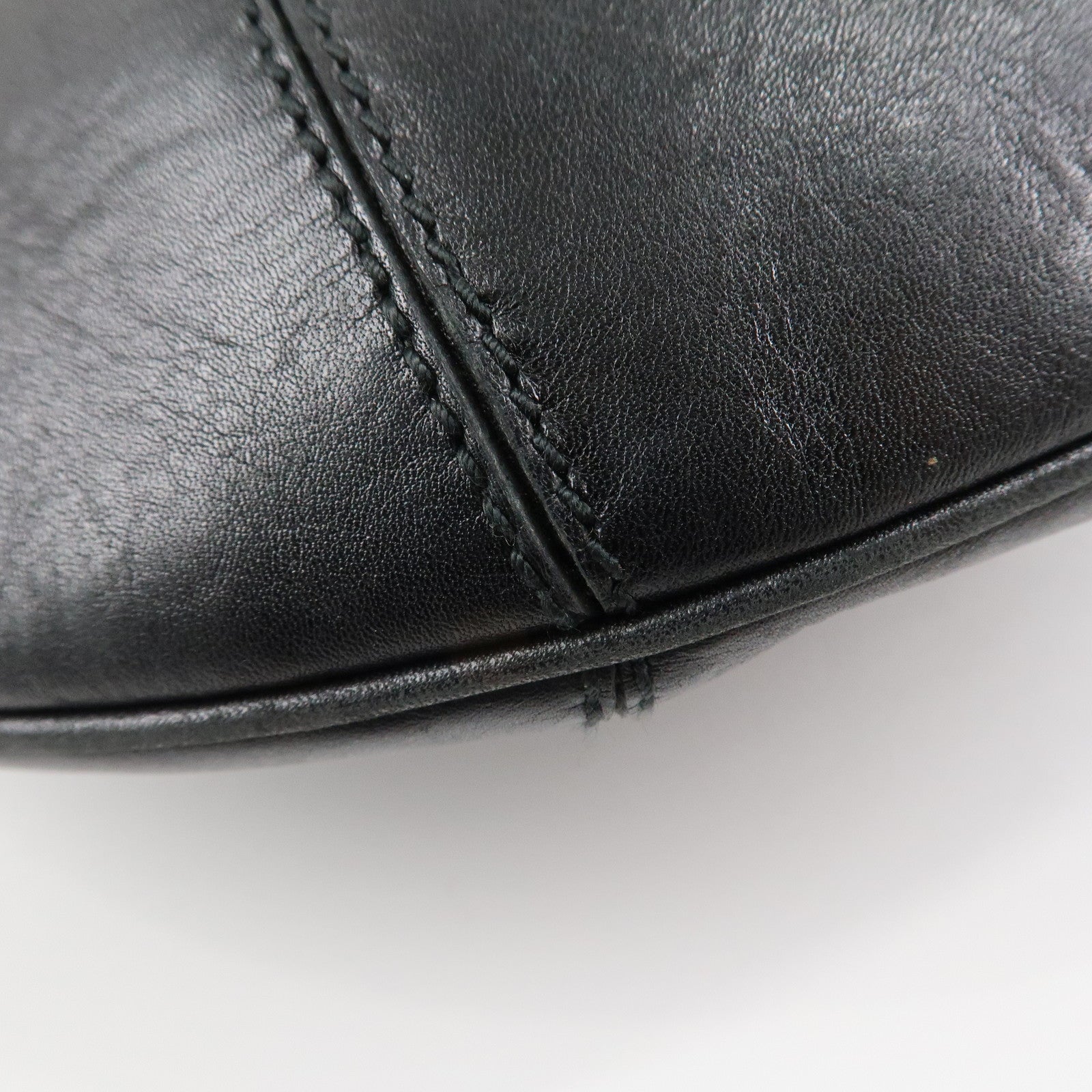 GUCCI Logo Leather Hobo Bag Shoulder Bag Hand Bag Black 204990 Used