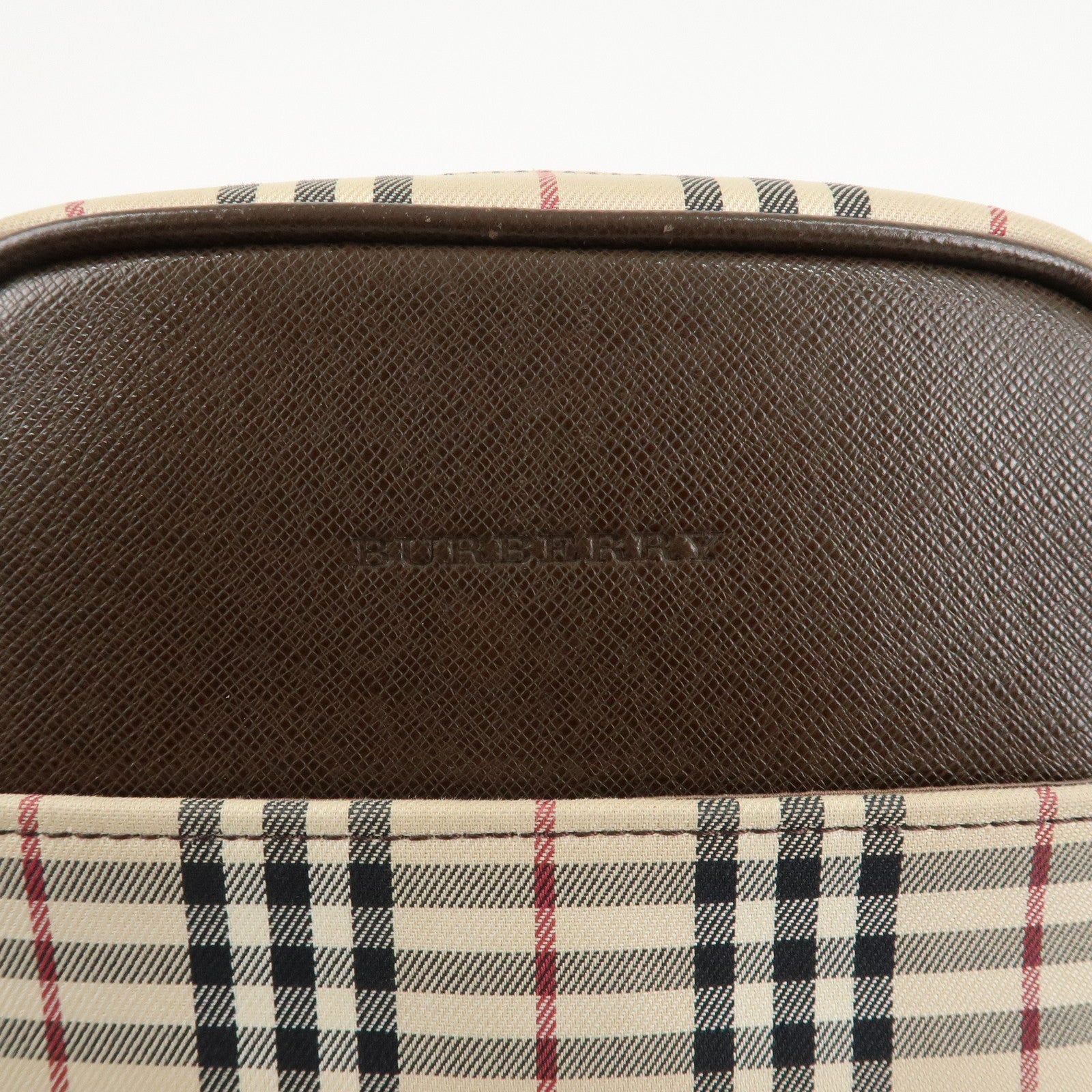 BURBERRY Nova Plaid Canvas Leather Shoulder Bag Crossbody Bag Brown Used