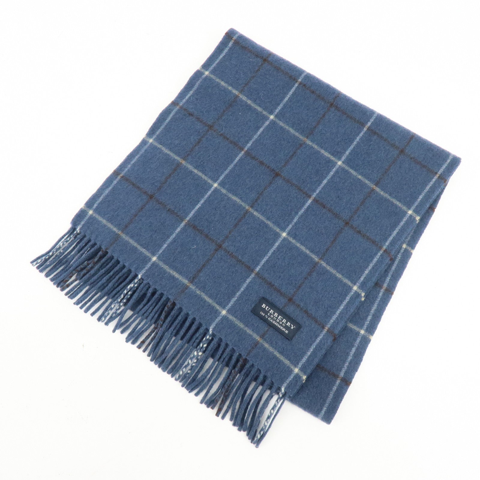 BURBERRY Set of 2 Nova Plaid Wool 100% Scarf Stole Beige Navy