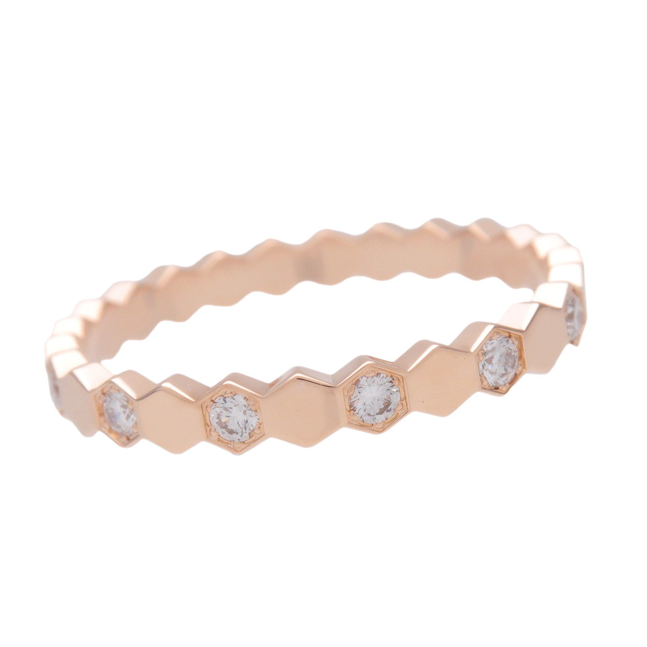 CHAUMET Bee My Love Honeycomb Half Pave Diamond Ring 750PG #49 081933