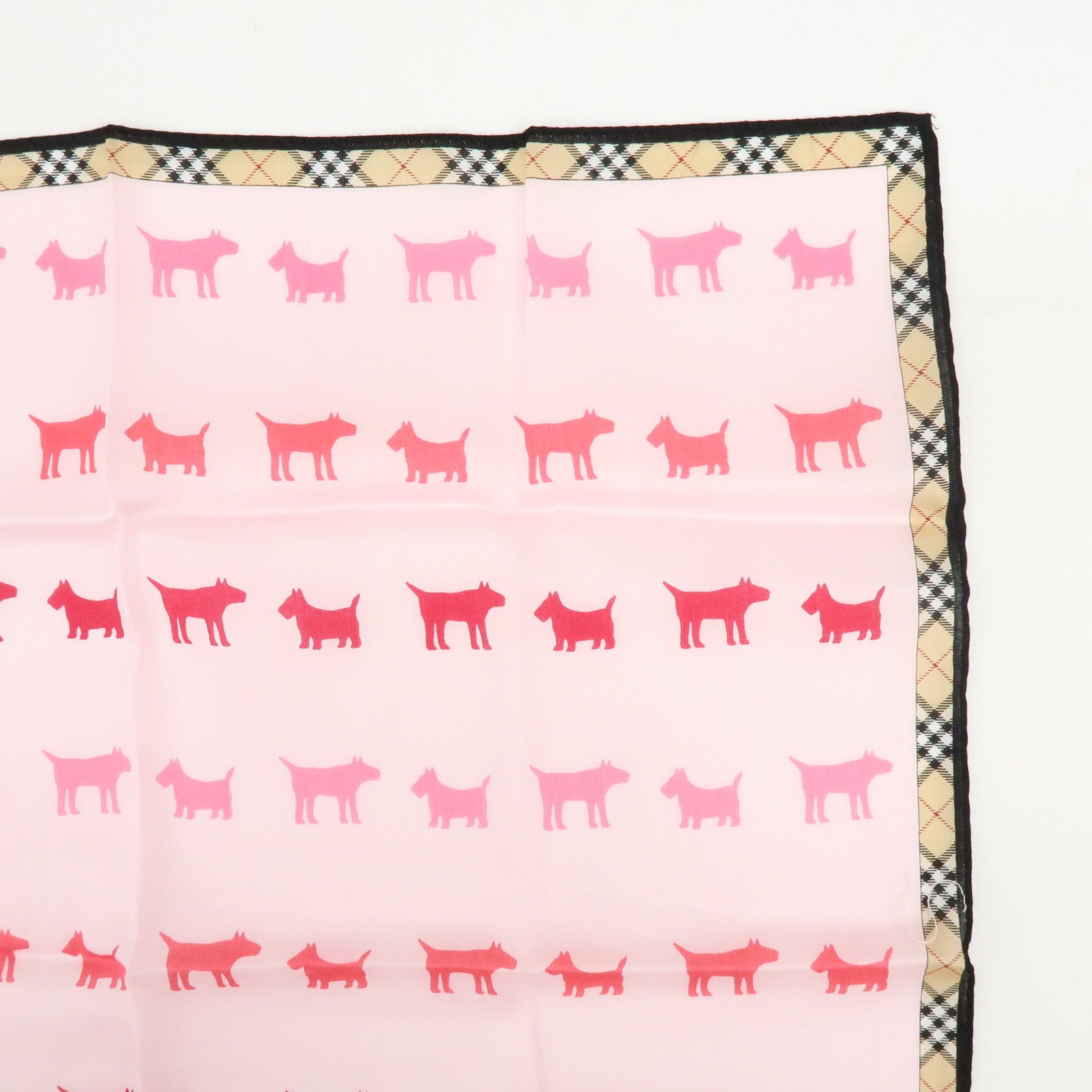 BURBERRY Set of 2 Nova Plaid Cotton 100% Handkerchief Scarf Pink Beige