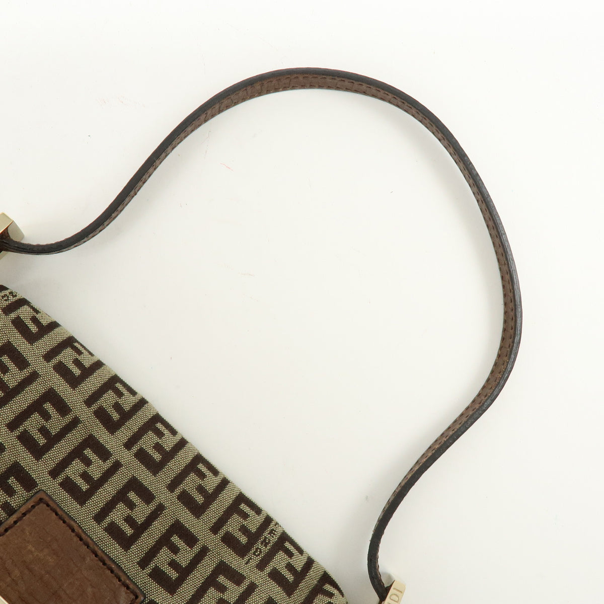 FENDI Mini Mamma Baguette Zucchino Canvas Leather Shoulder Bag 8BR180