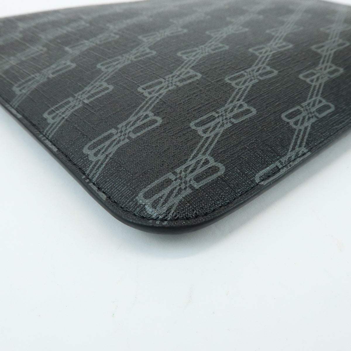 BALENCIAGA Signature PVC Leather Clutch Bag Flat Pouch Black 702627