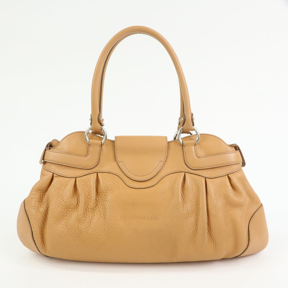 Ferragamo Gancini Marisa Leather Hand Bag Shoulder Bag Beige