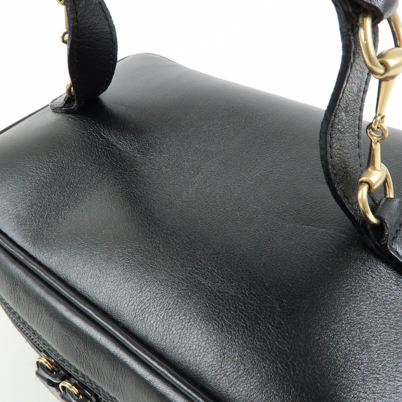 GUCCI Horsebit Leather Vanity Bag Cosmetic Bag Black 03217050140