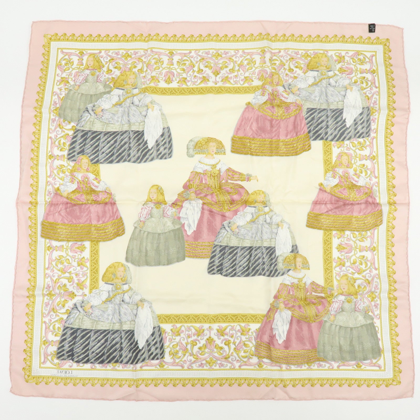 LOEWE Set of 2 Silk 100% Scarf VELAZQUEZ Paisley Pink Gold