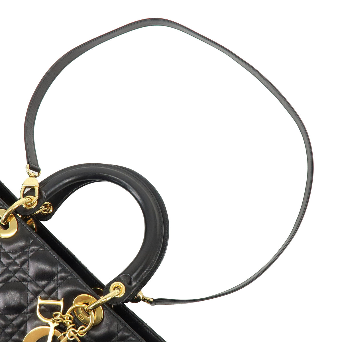 Christian Dior Lady Dior Cannage Leather 2Way Bag Hand Bag Black