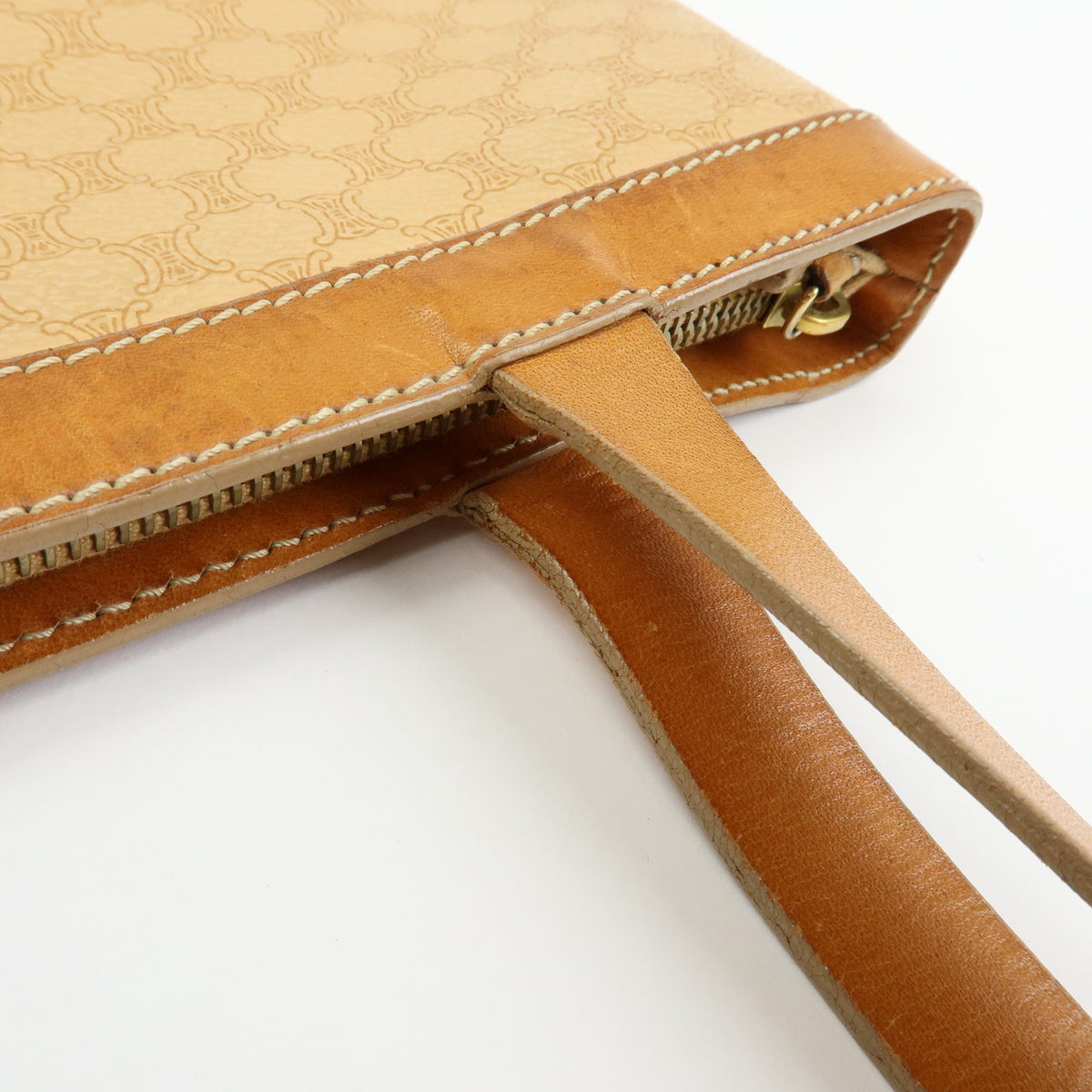 CELINE Macadam PVC Leather Shoulder Bag Tote Bag Beige Brown