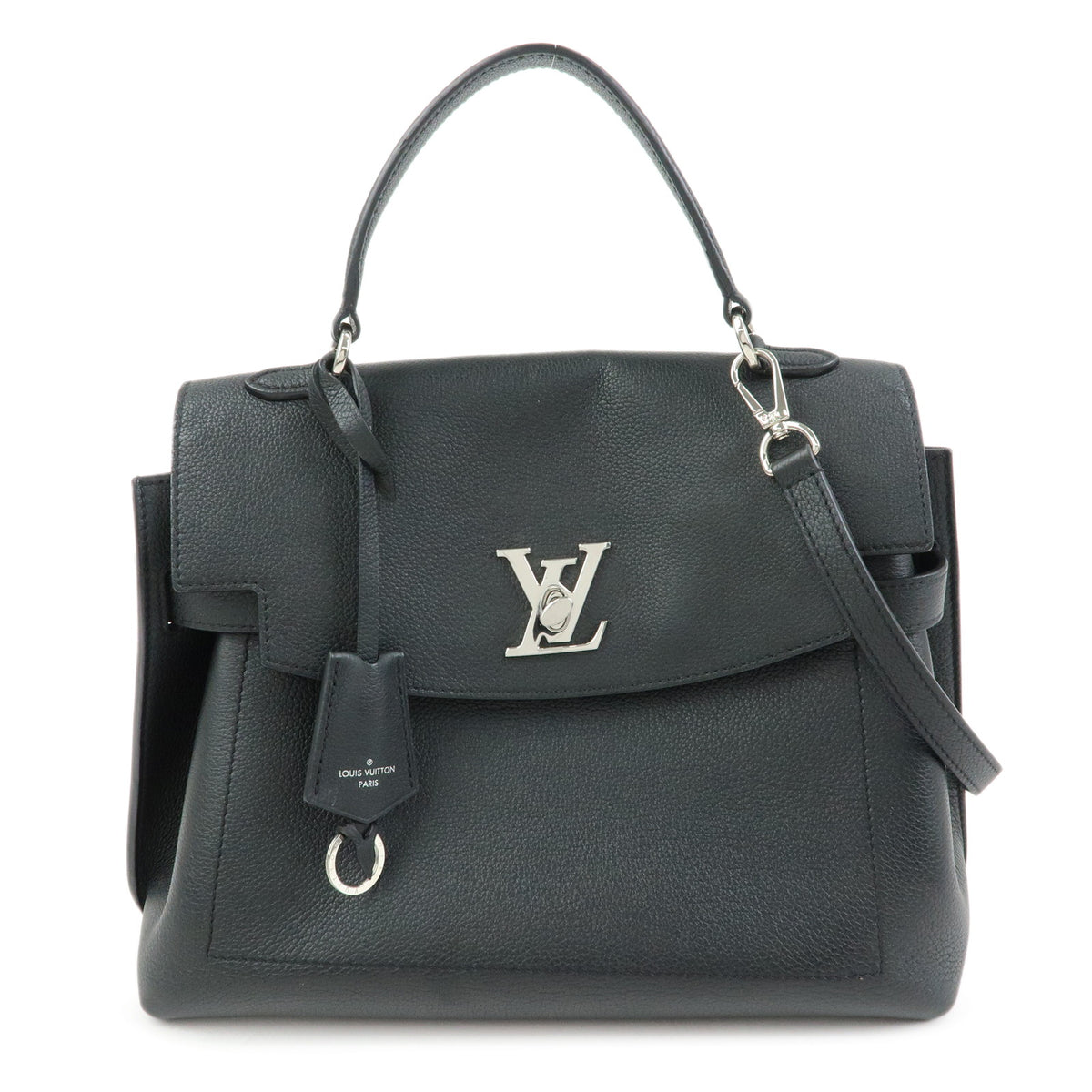 Louis Vuitton Lockme Ever MM Calf Leather 2Way Hand Bag Black M51395