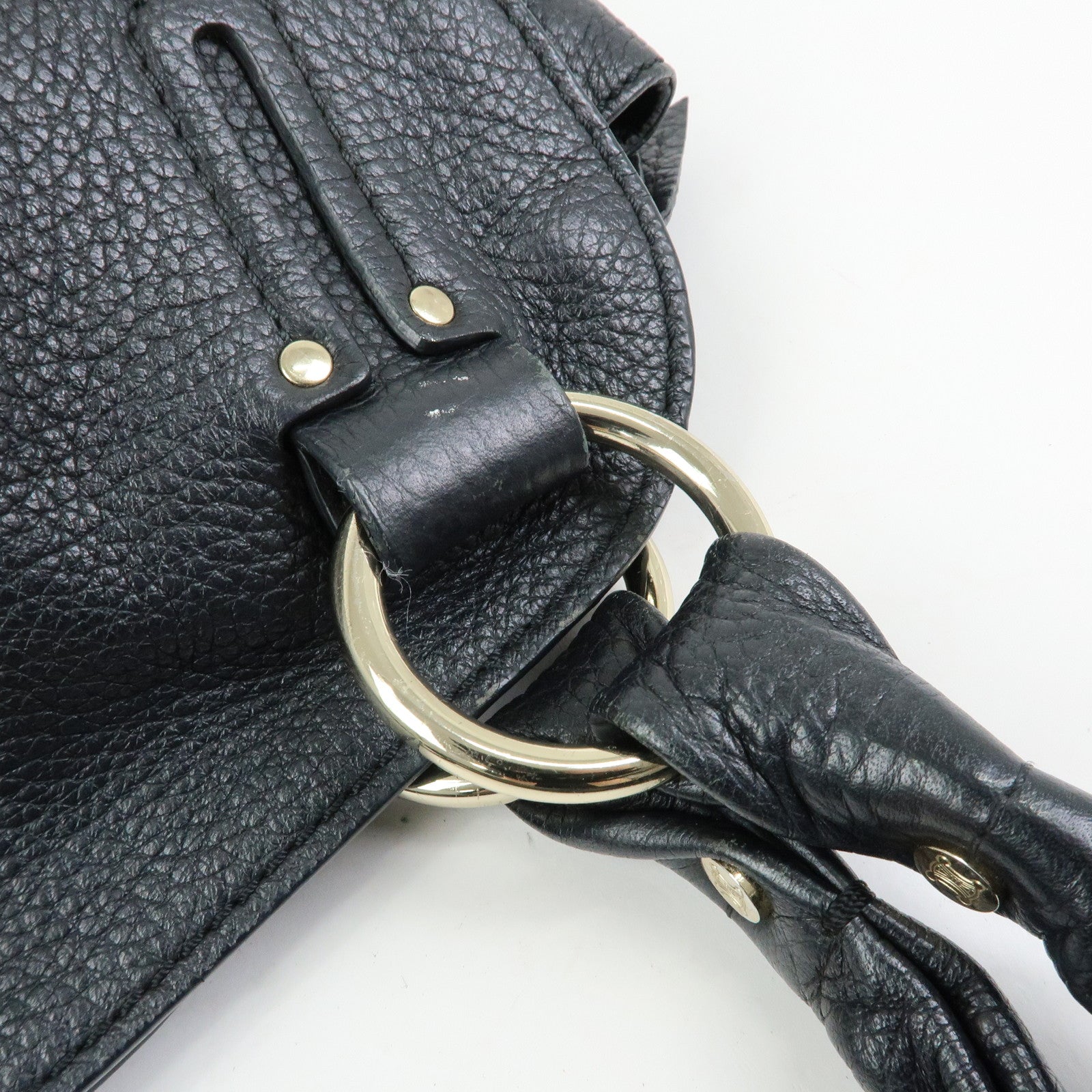 CELINE Macadam Bittersweet Leather Shoulder Bag Hand Bag Black