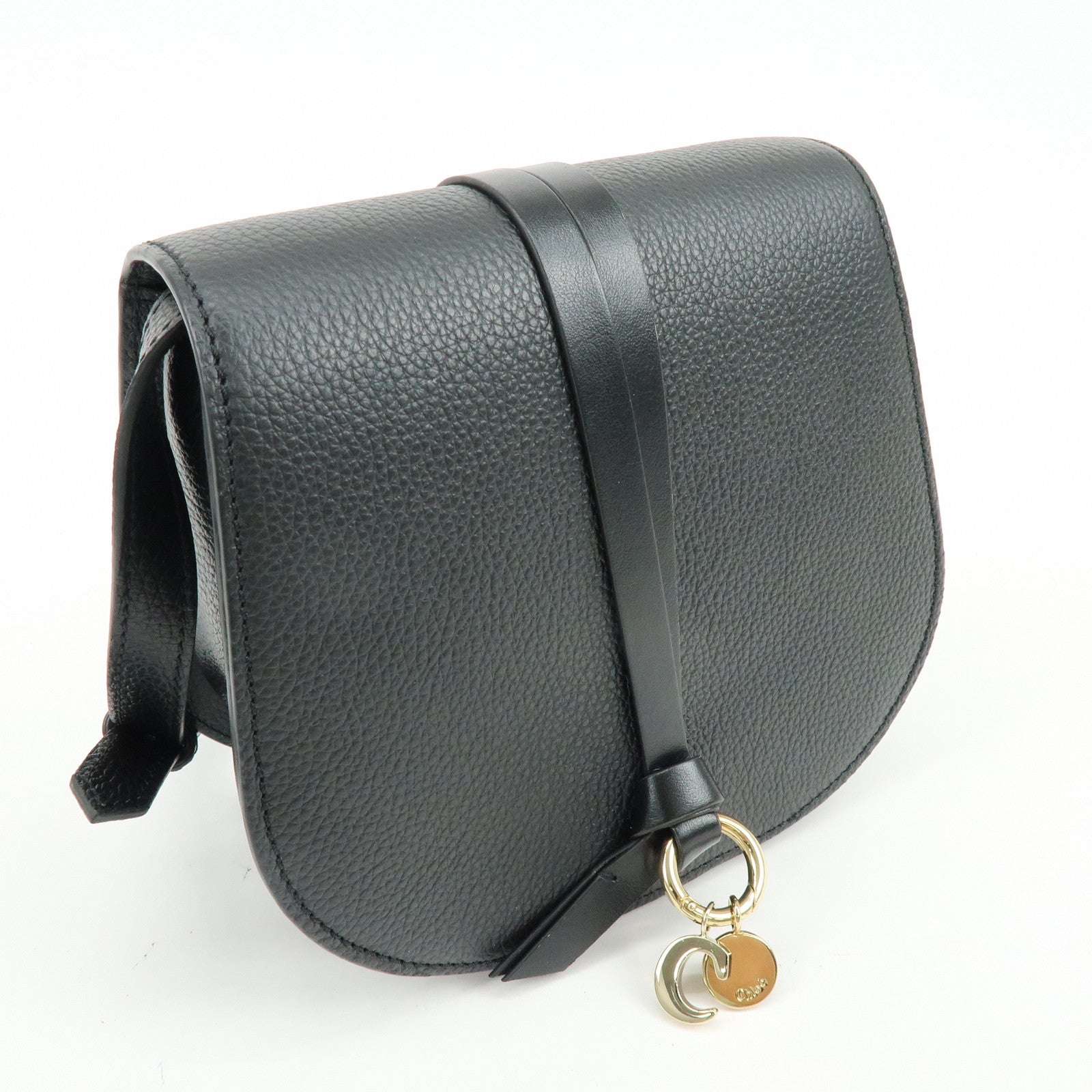 Chloe Alphabet Leather Shoulder Bag Crossbody Bag Black