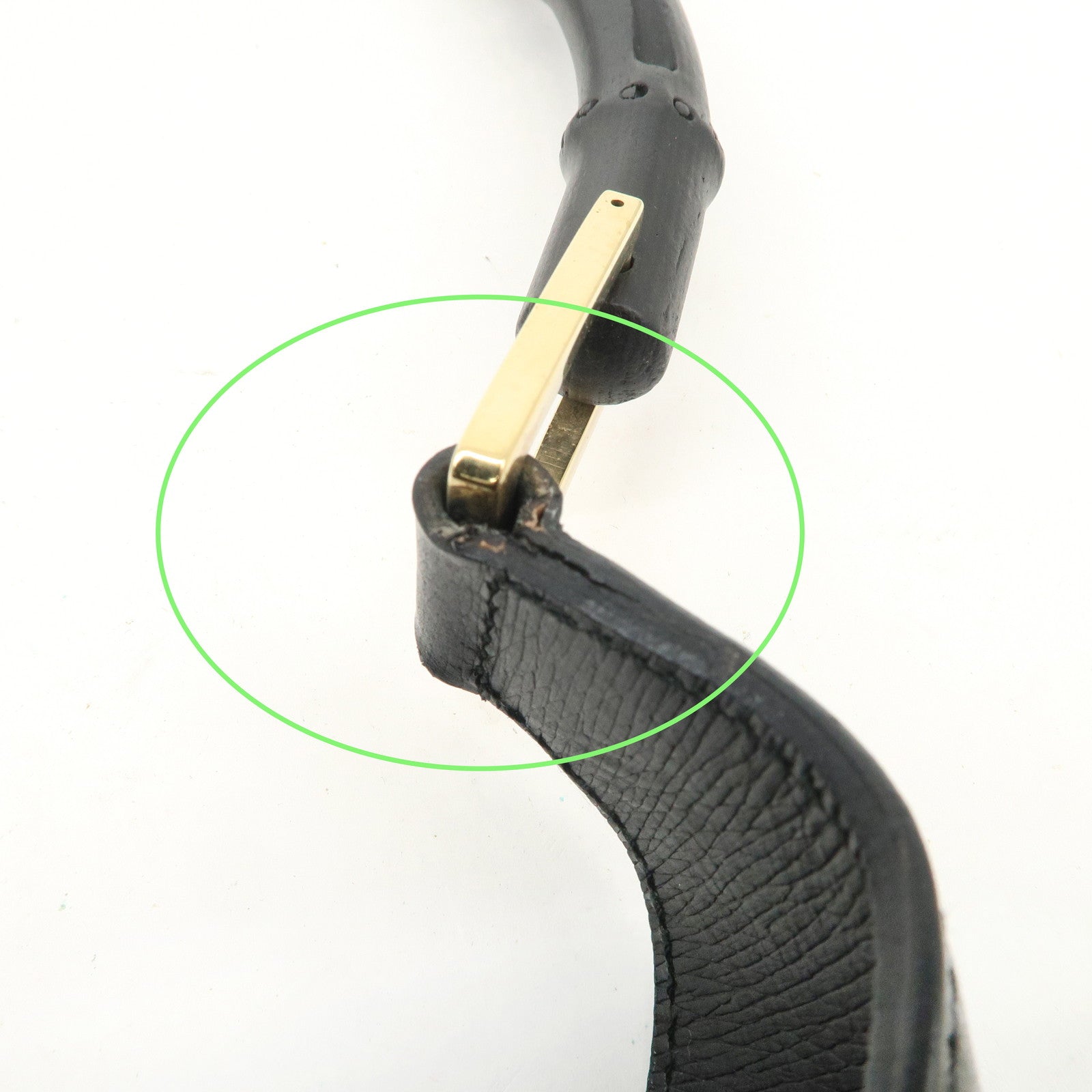 GUCCI Bamboo Leather Kandinsky Shoulder Bag Black 001.4060.002058 Used