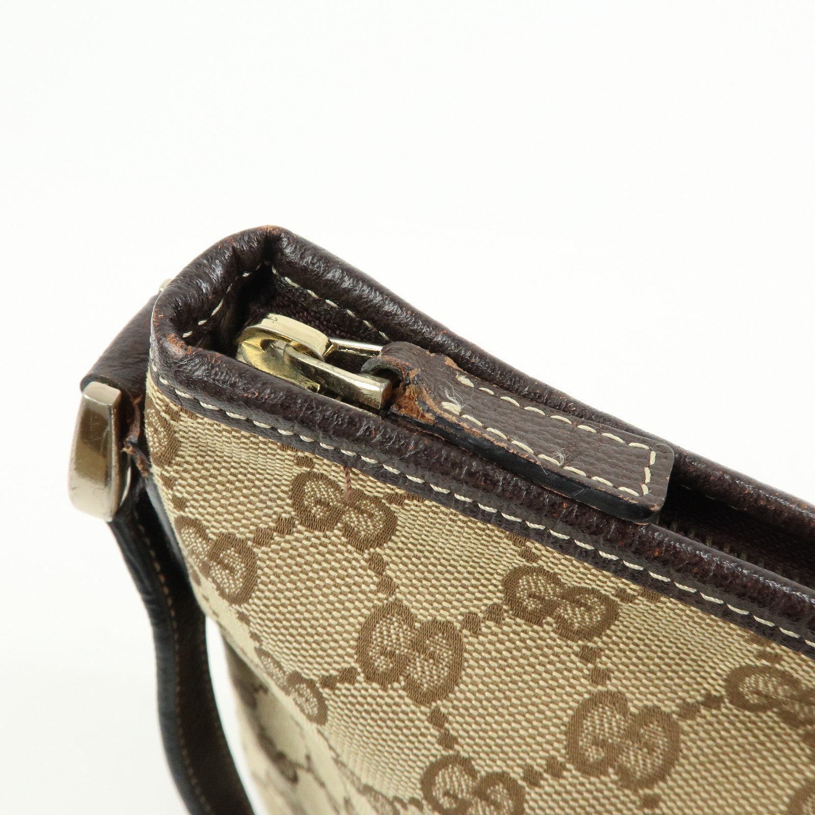GUCCI Abbey GG Canvas Leather Shoulder Crossbody Bag Brown 131326