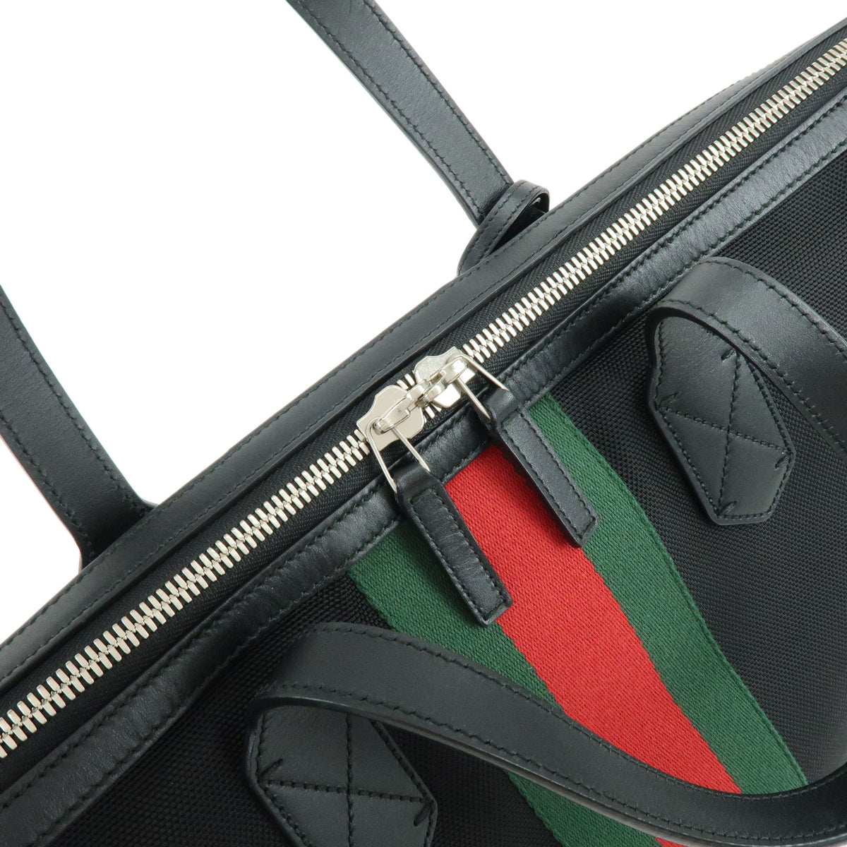GUCCI Sherry Canvas Leather 2Way Bag Tote Bag Shoulder Bag Black 359261