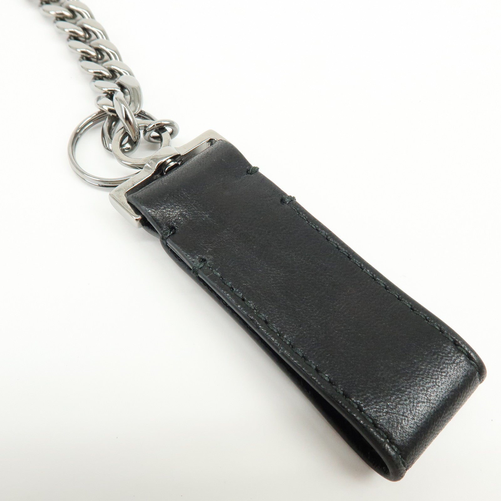 Jimmy Choo Leather Tri-fold Chain Wallet Studs Stars Black