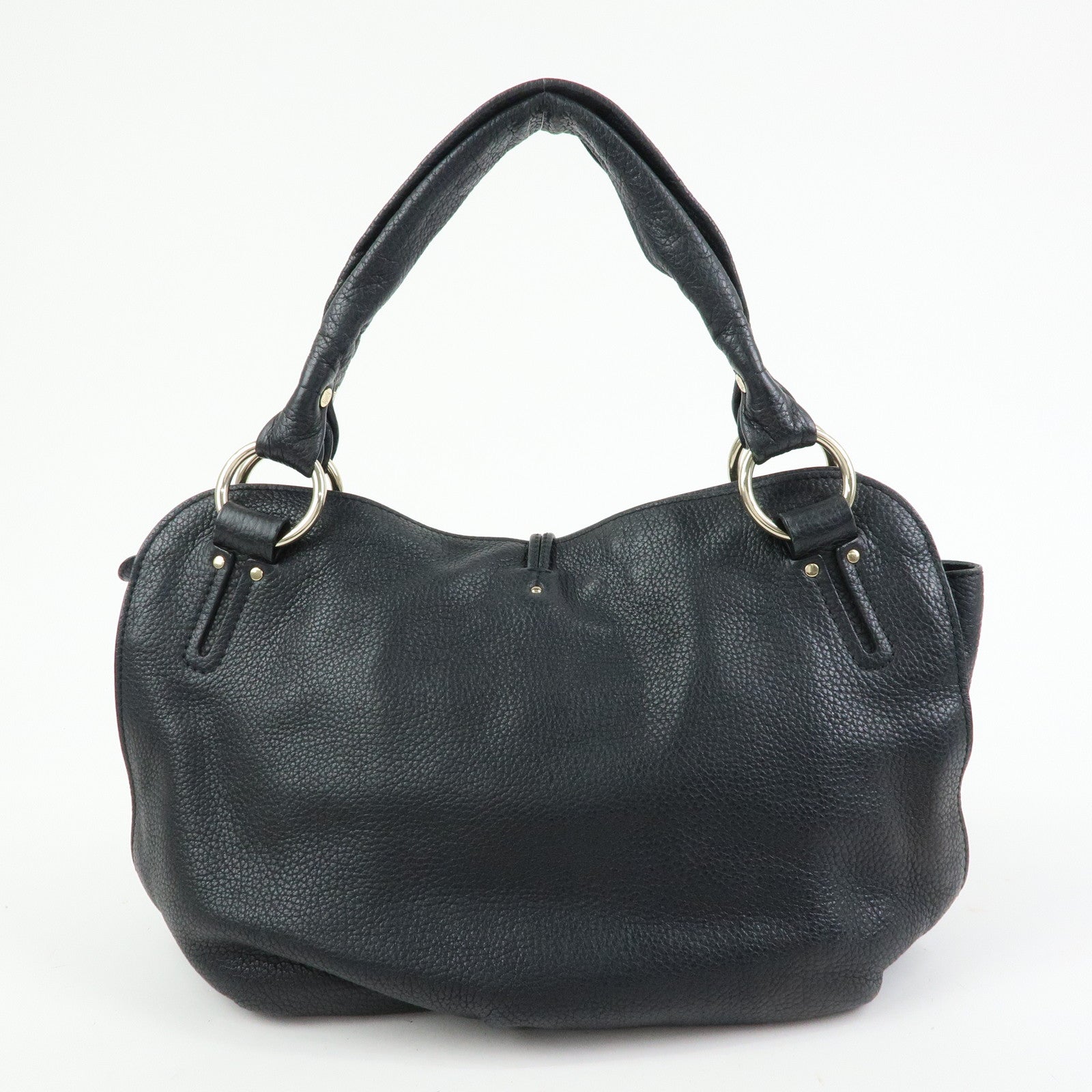 CELINE Macadam Bittersweet Leather Shoulder Bag Hand Bag Black