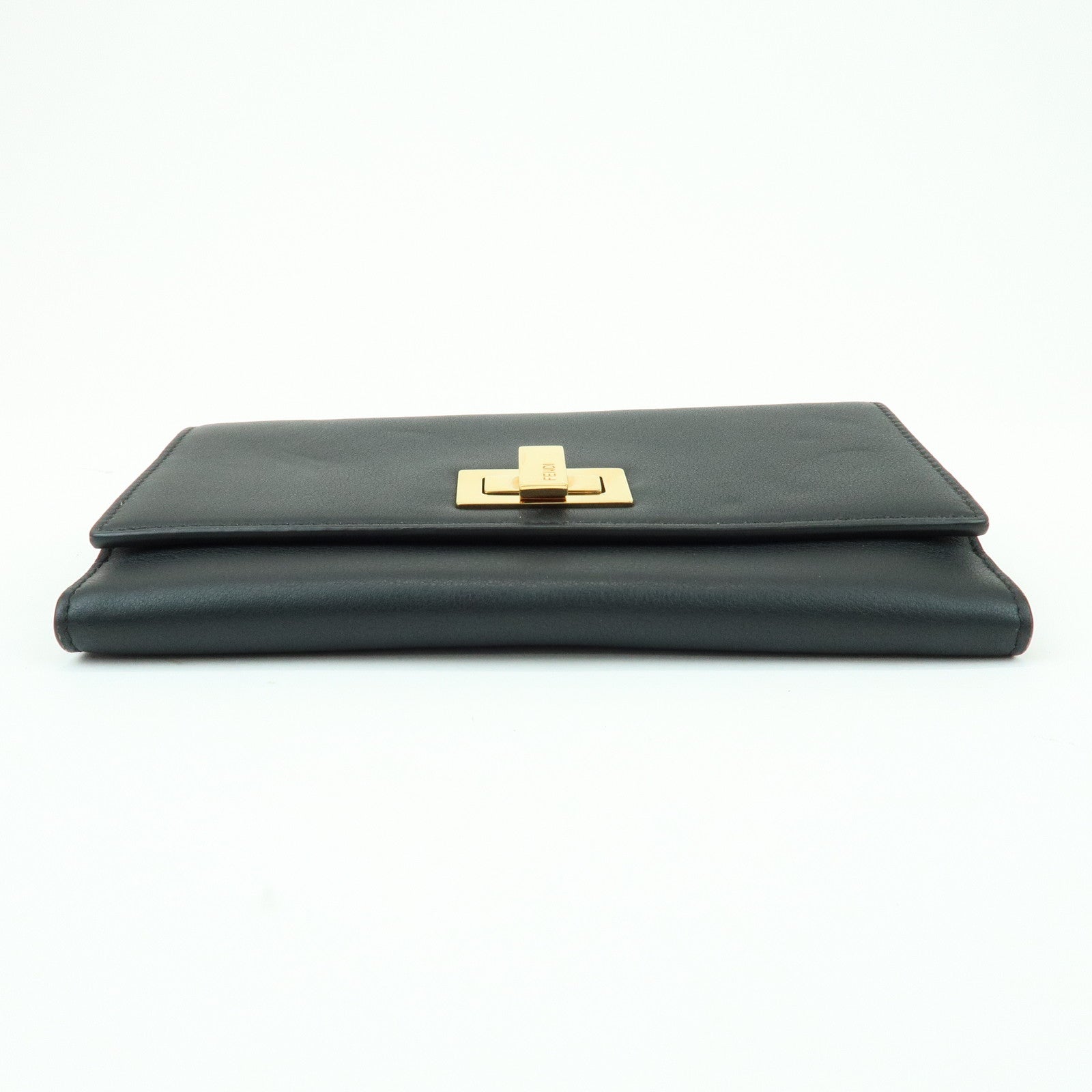 FENDI Peekaboo Leather Long Wallet Continental Wallet Black 8M0308