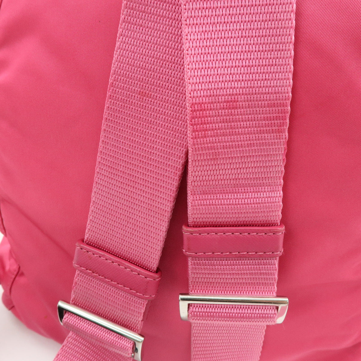 PRADA Triangle Log Nylon Leather Backpack Rucksack Pink BZ0032