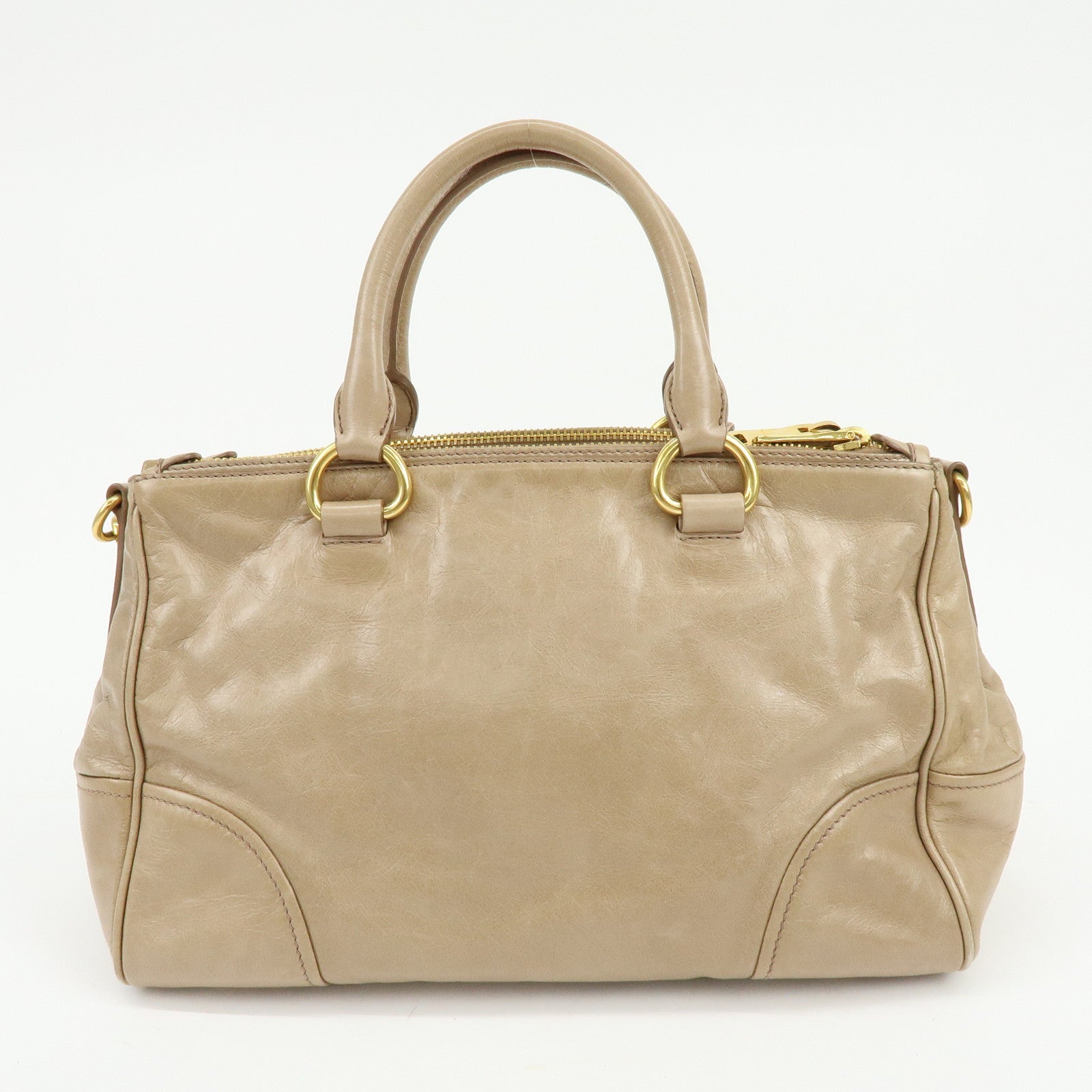 MIU MIU Leather 2Way Bag Hand Bag Shoulder Bag Key Ring Beige RN1127
